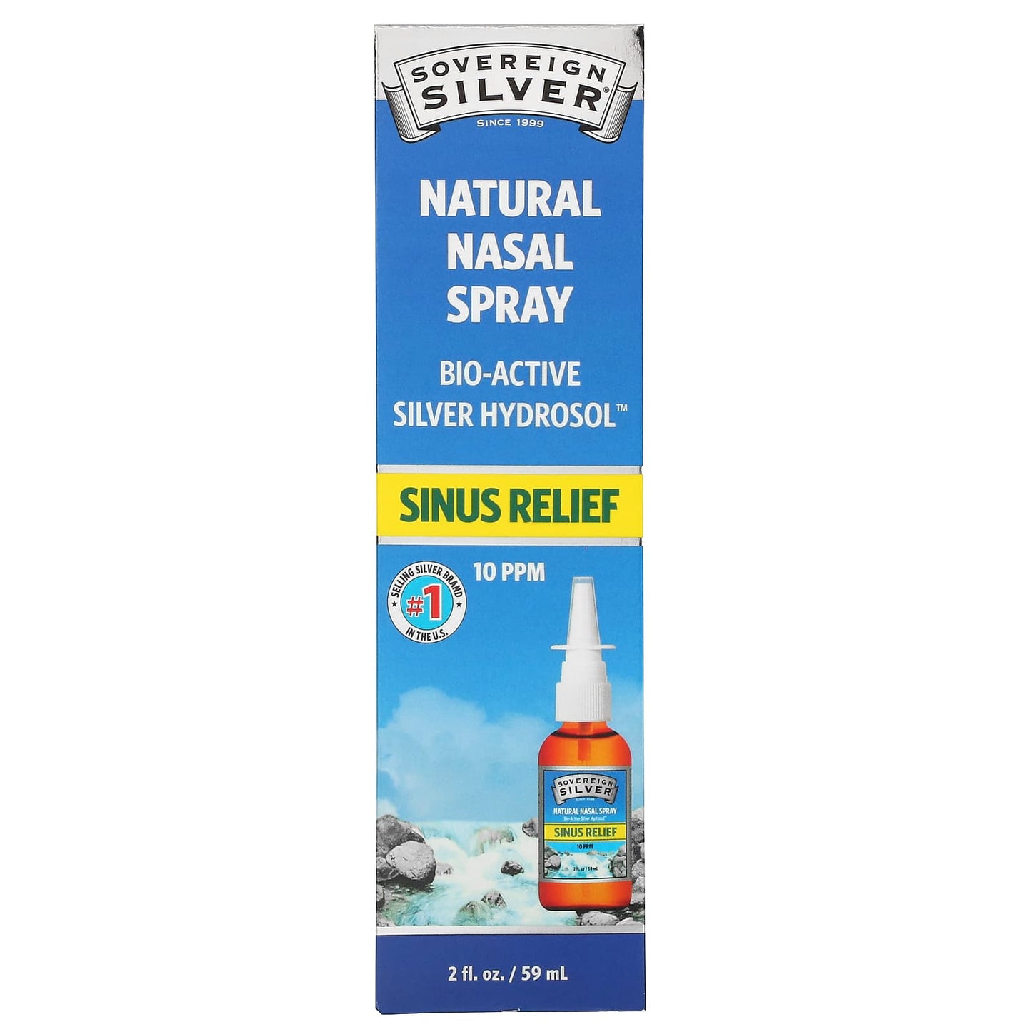 Sovereign Silver, Bio-Active Silver Hydrosol, Natural Nasal Spray, Sinus Relief, 10 PPM, 2 fl oz (59 ml) (10 ppm per 5 Sprays) - Image 1