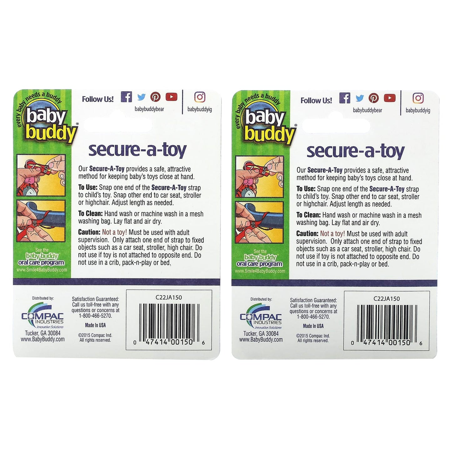 Baby Buddy Secure-A-Toy, 4+ Months, 4-Strap, Attach to Car Seats & Strollers - Image 2