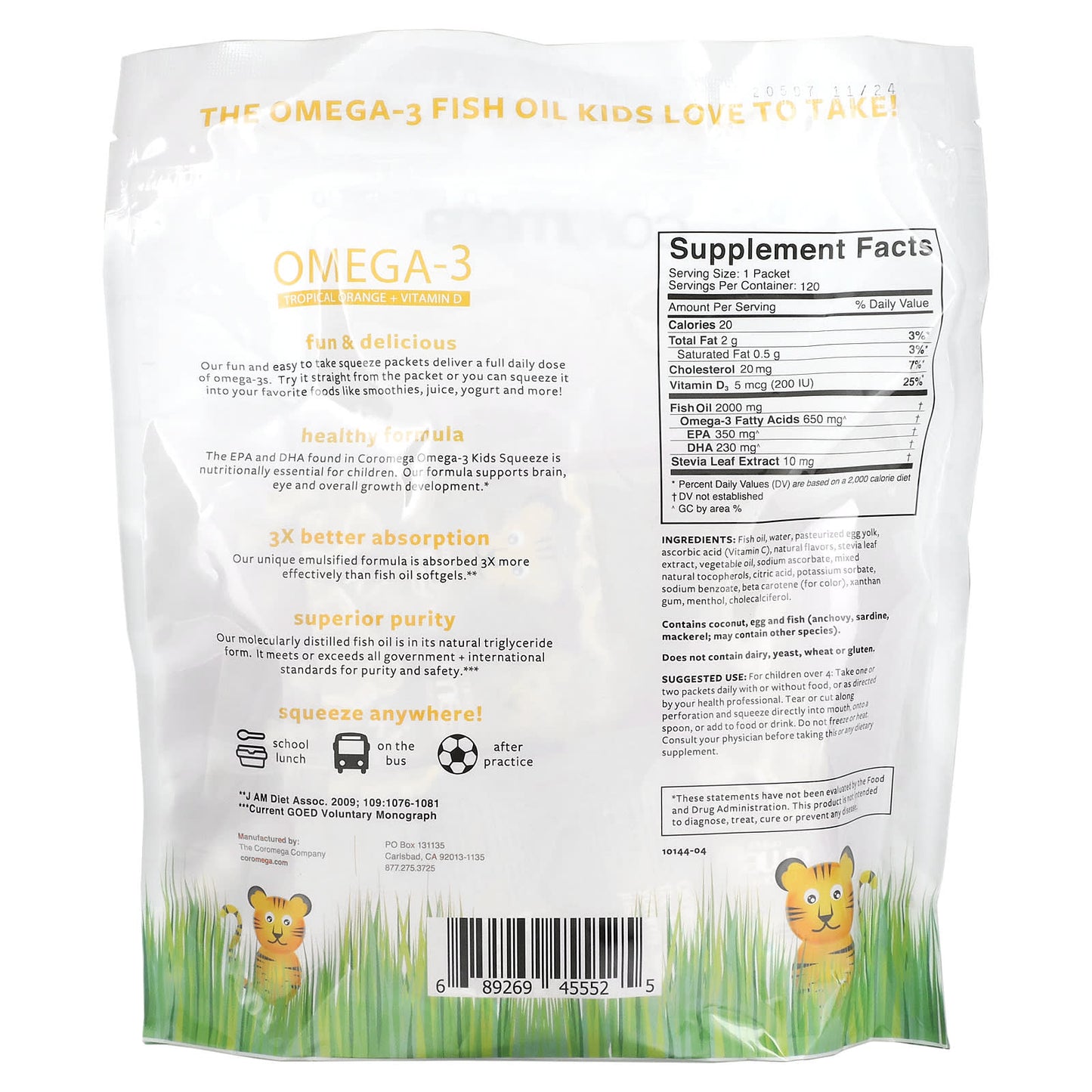 Coromega Kids Omega-3 + Vitamin D Squeeze Shots for Brain & Eye Growth - Image 2