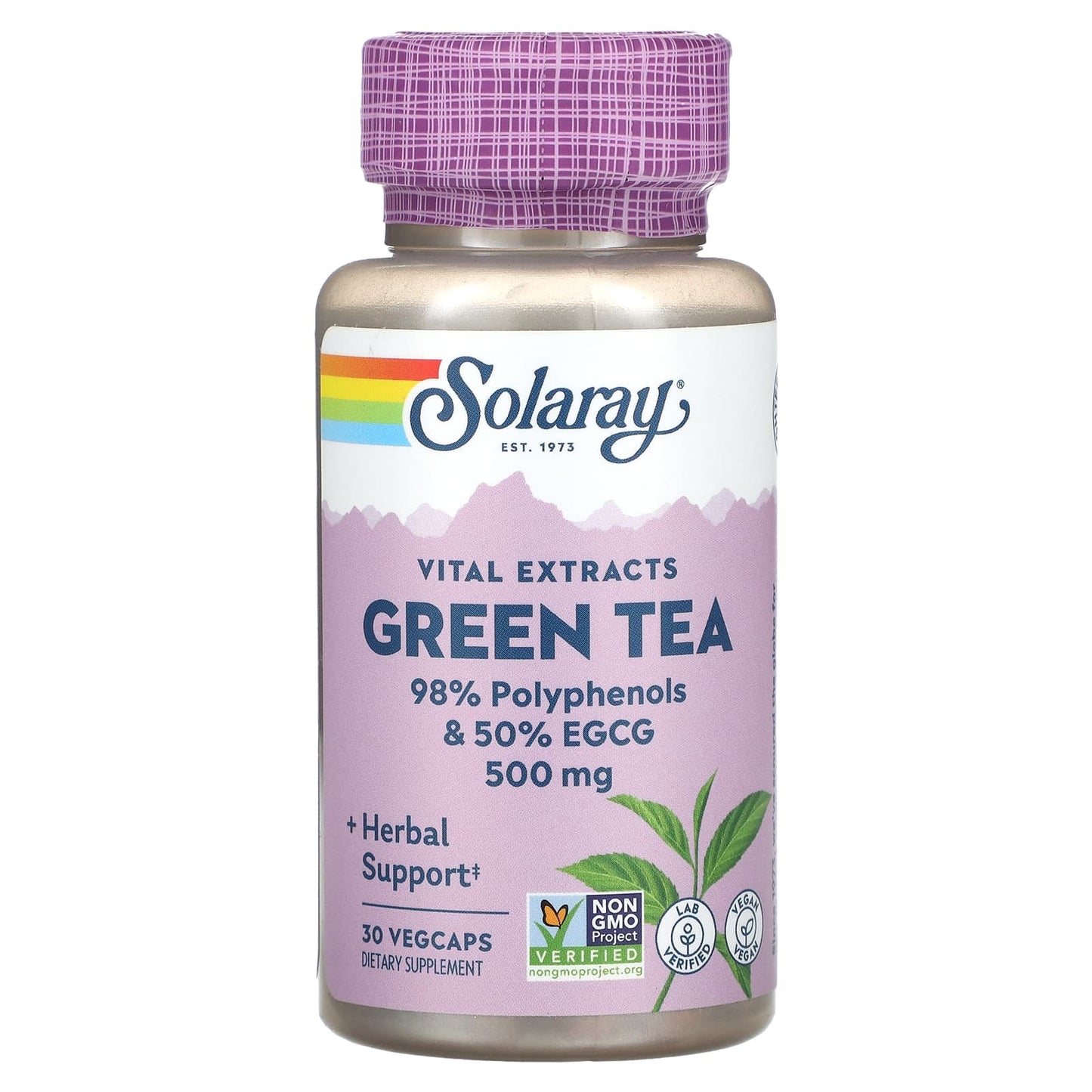 Solaray, Vital Extracts, Green Tea, 500 mg, 30 VegCaps - Image 1