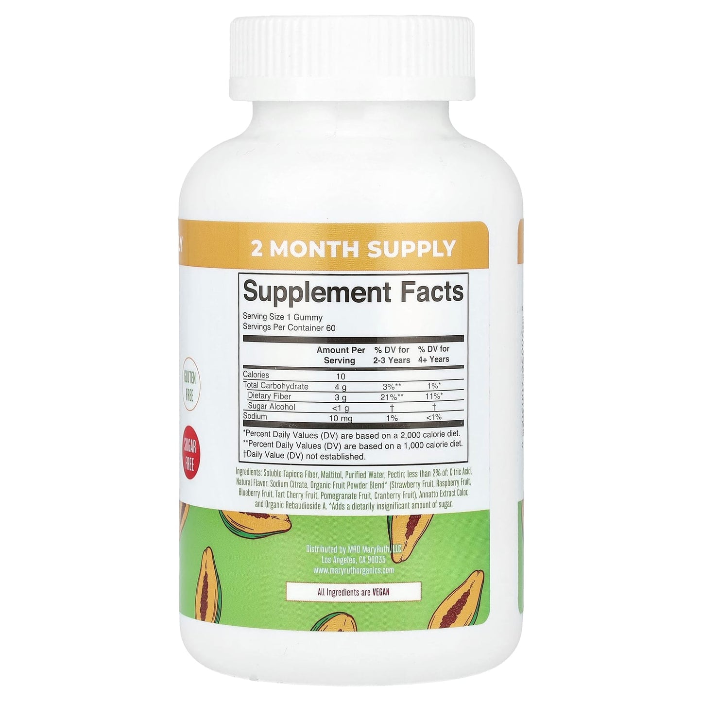 MaryRuth's, Kids, Fiber Gummies, Ages 2+, Papaya, 60 Gummies - Image 2