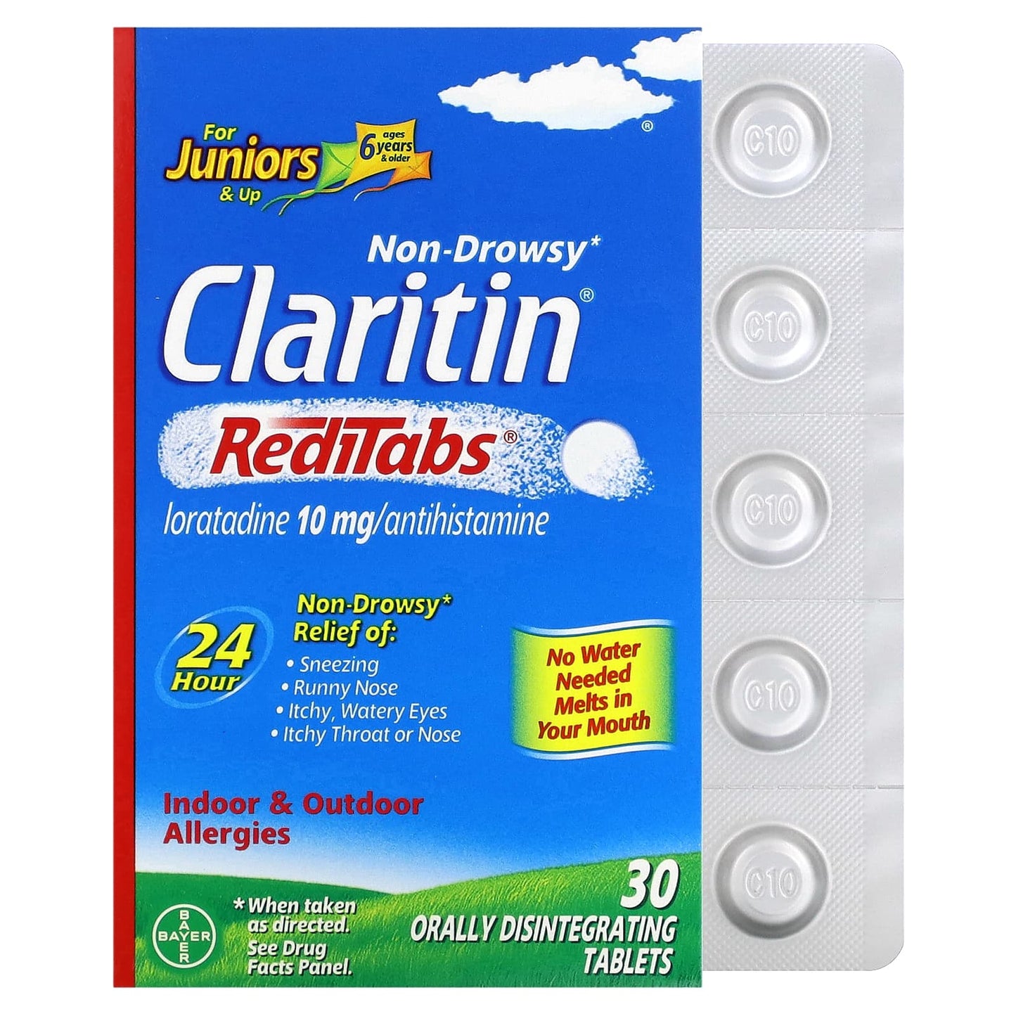 Claritin RediTabs Non-Drowsy Allergy Relief for Juniors 6+, 10 mg, 30 Orally Disintegrating Tablets - Image 1