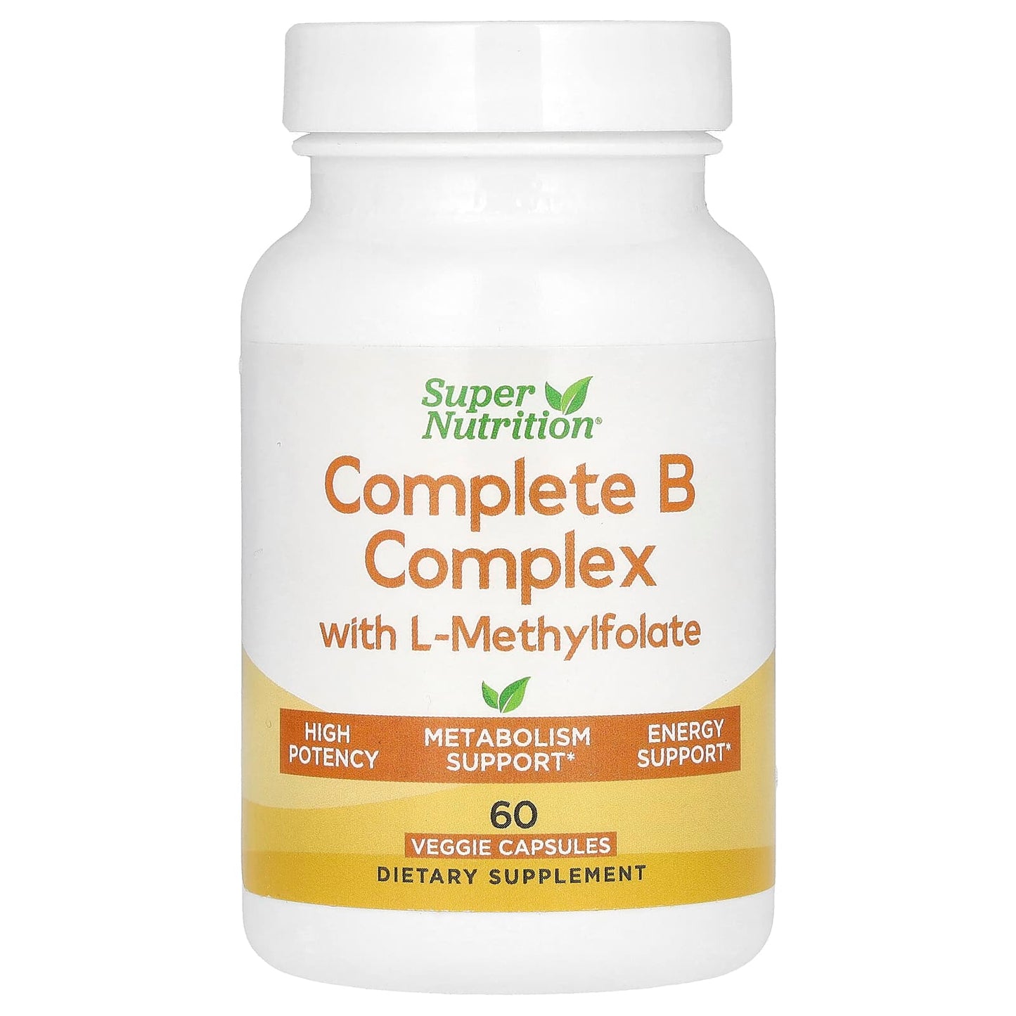 Complete B Complex with L-Methylfolate & Biotin by Super Nutrition 60 Capsules - Image 1