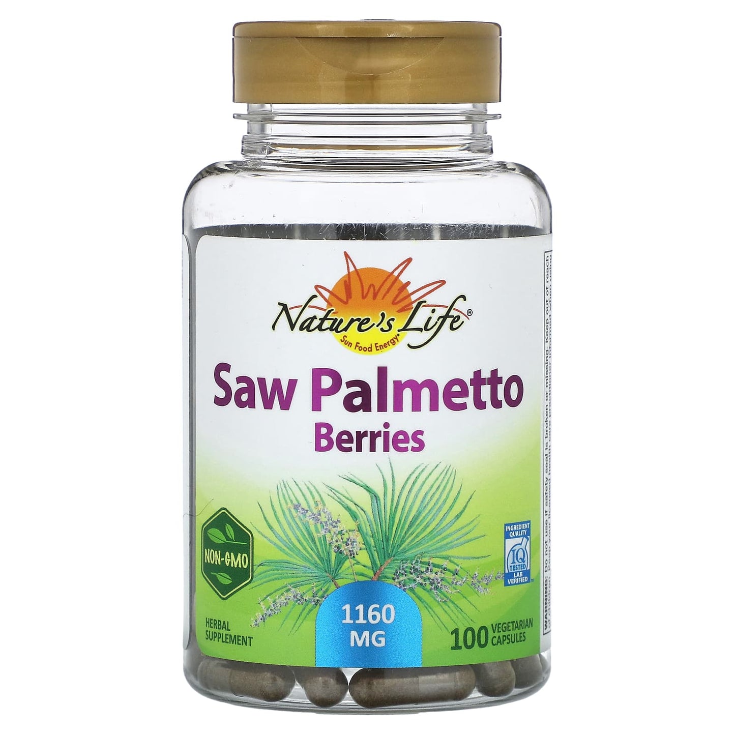 Nature's Life, Saw Palmetto Berries, 100 Vegetarian Capsules (580 mg per Capsule) - Image 1