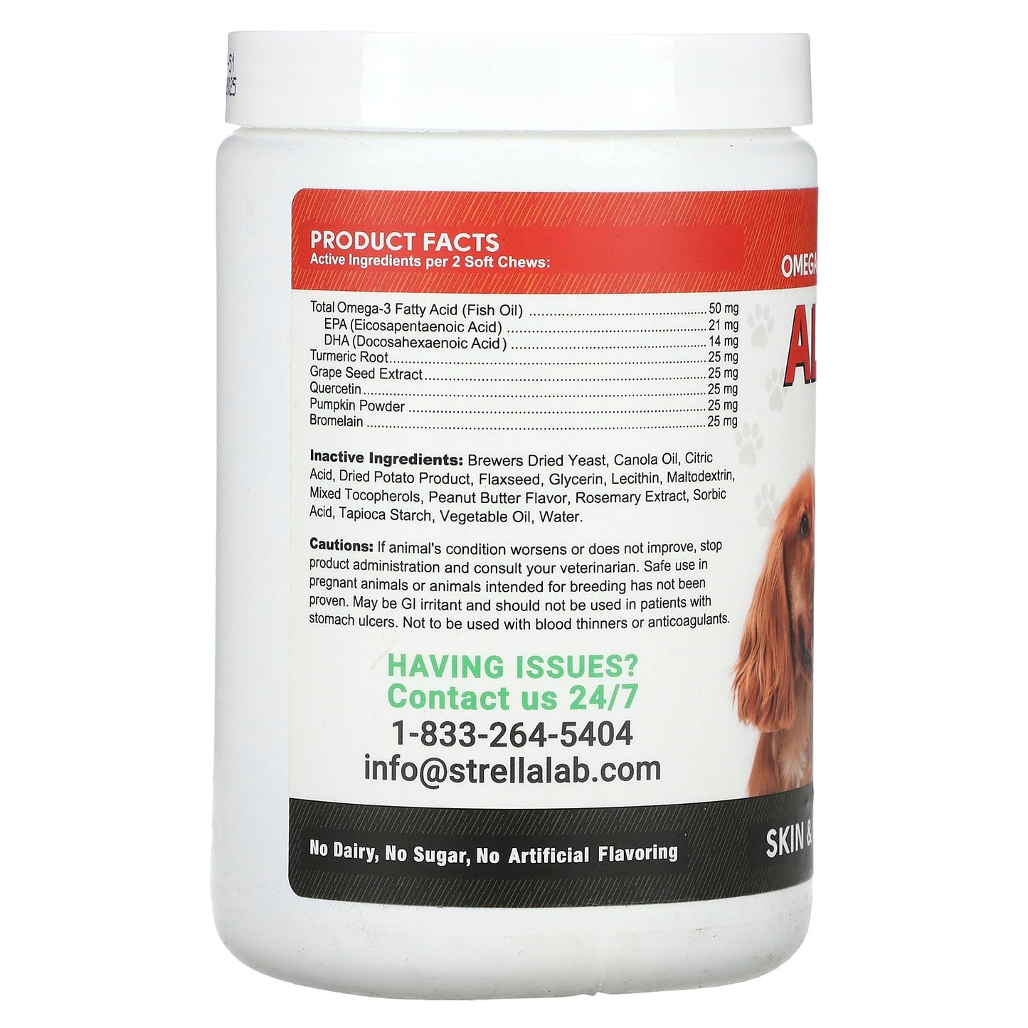 StrellaLab, Allergy Relief, Immune Chews, For Dogs, Peanut Butter, 180 Soft Chews, 13.9 oz (396 g) - Image 2