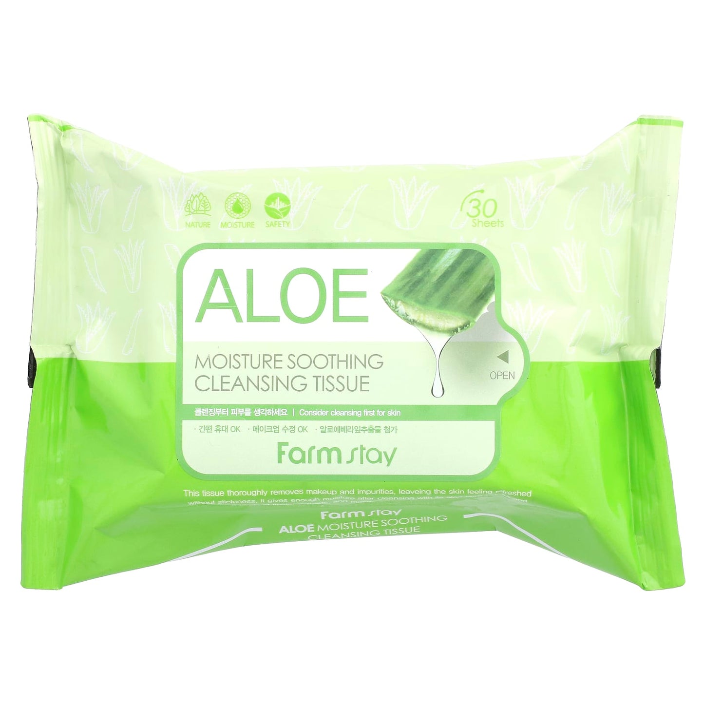 Farmstay Moisture Soothing Cleansing Tissues - 30 Sheets - Image 1