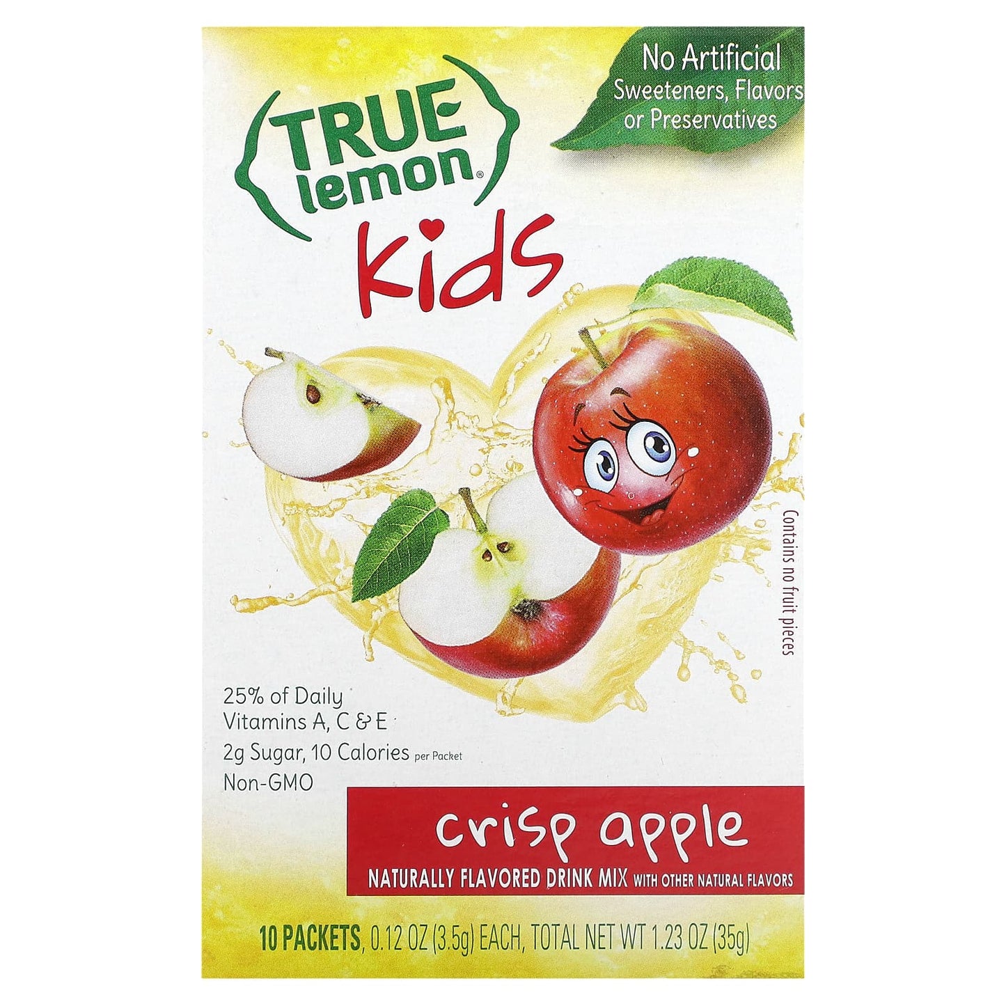 True Citrus, True Lemon, Kids Drink Mix, Crisp Apple, 10 Packets, 0.12 oz (3.5 g) Each - Image 1