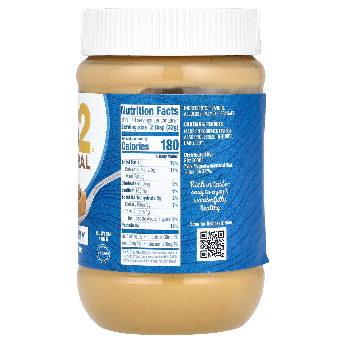 PB2 Foods, Natural Peanut Butter Spread, Creamy, 16 oz (454 g)