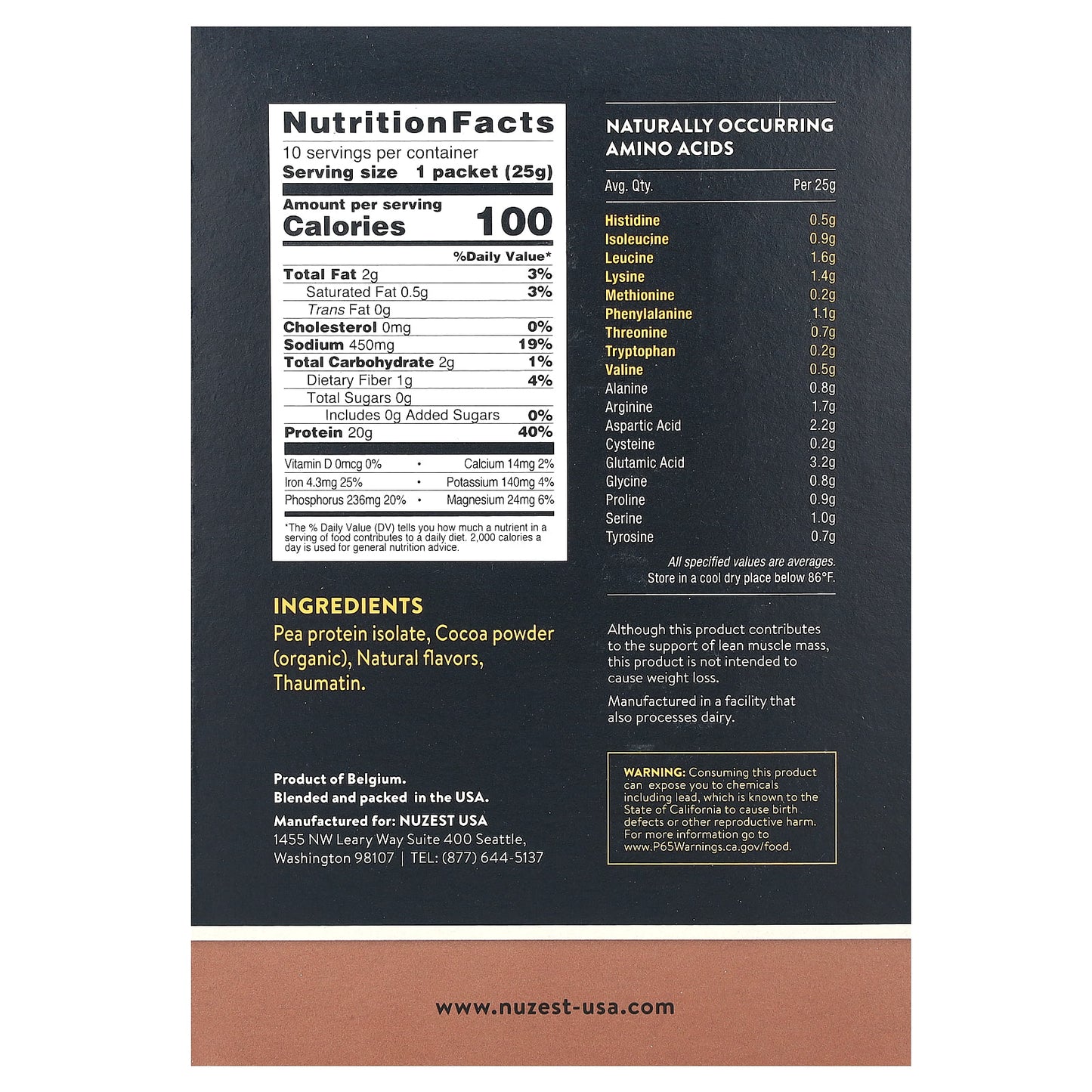 Nuzest, Clean Lean Protein, Rich Chocolate, 10 Packets, 0.9 oz (25 g) Each - Image 2