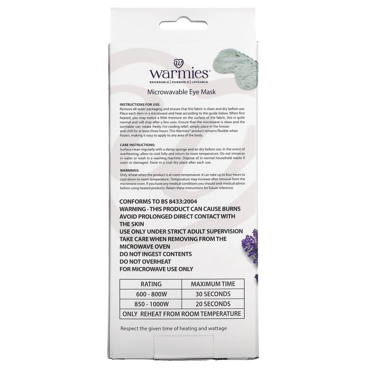 Warmies, Eye Mask, Heatable, Marshmallow Grey, 1 Mask - Image 2