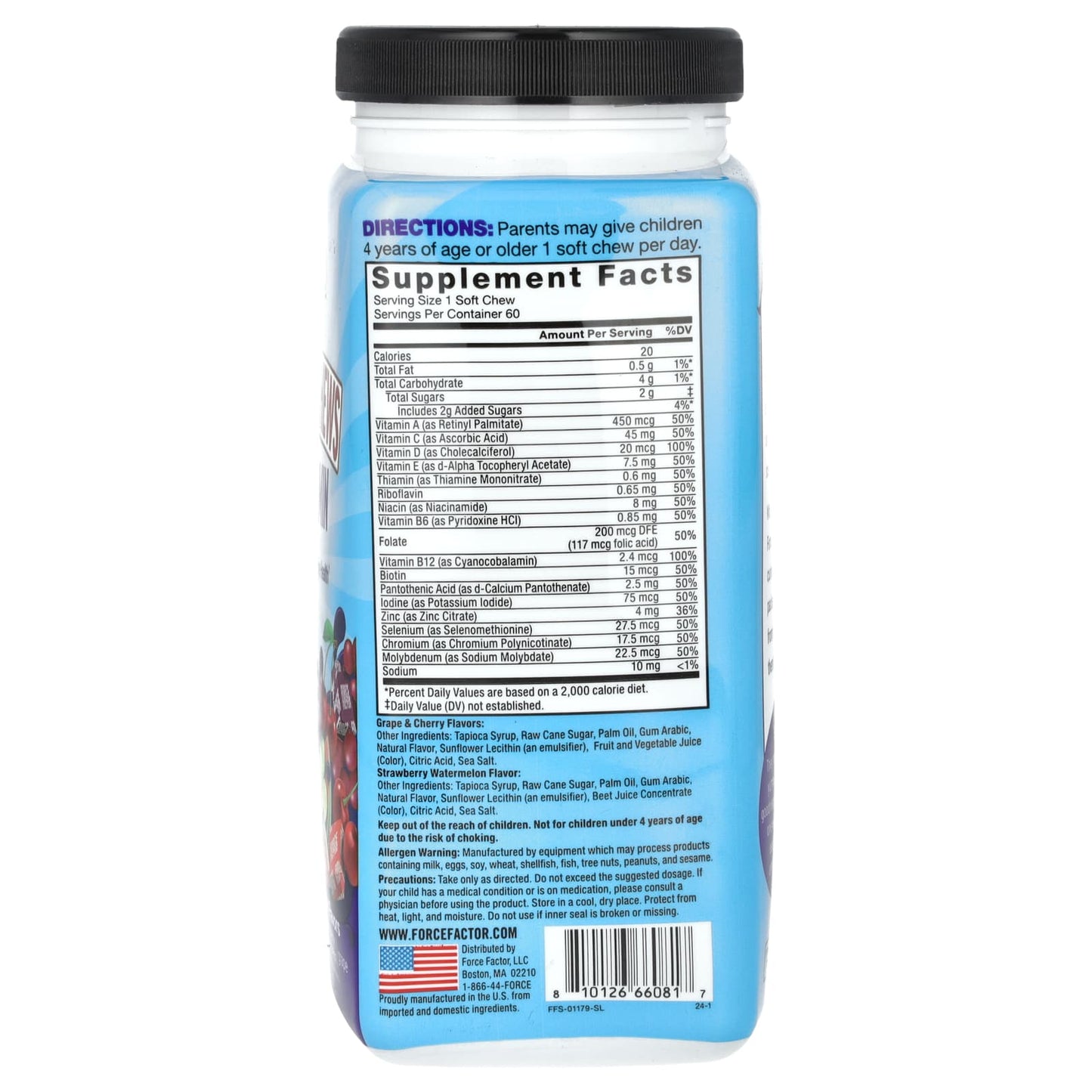 Force Factor Kids Super Chews Multivitamin, 60 Soft Chews, 2 Flavors - Image 2