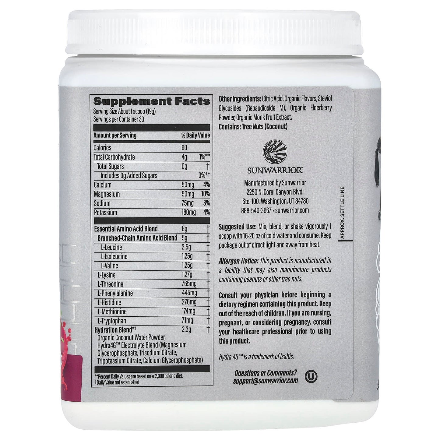 Sunwarrior, Sport, Active Aminos, Dragon Fruit, 1.25 lbs (570 g) - Image 2
