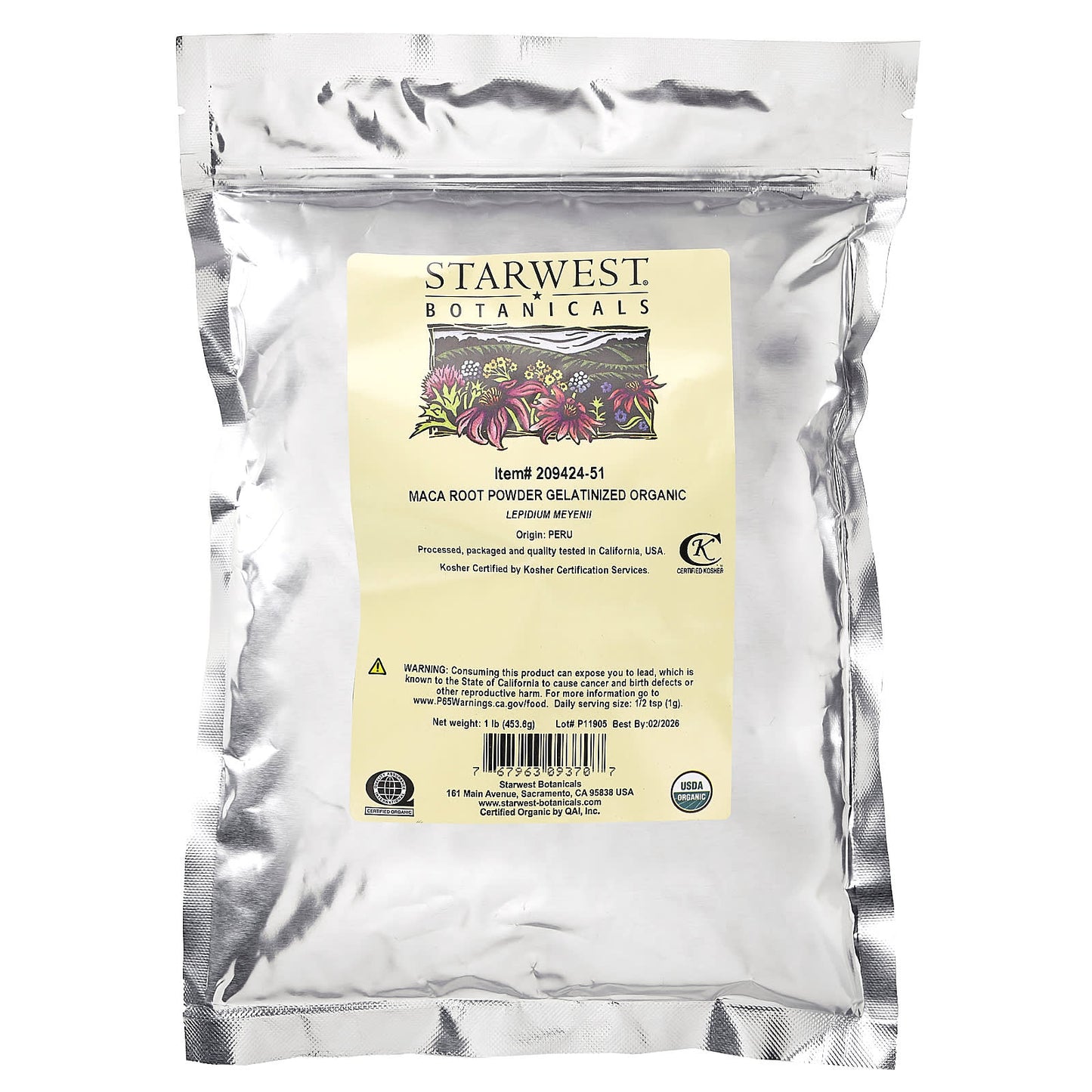 Starwest Botanicals, Organic Maca Root Powder Gelatinized, 1 lb (453.6 g) - Image 2