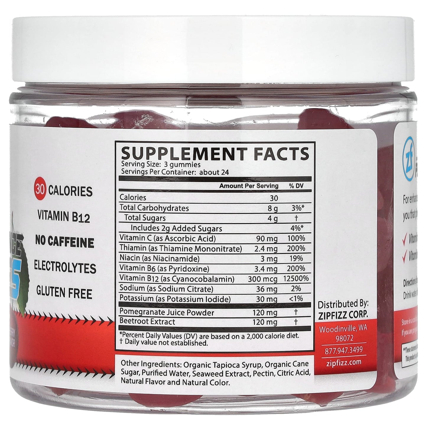 Zipfizz, Performance Gummies, For Kids 4+, Cherry, 72 Gummies - Image 2