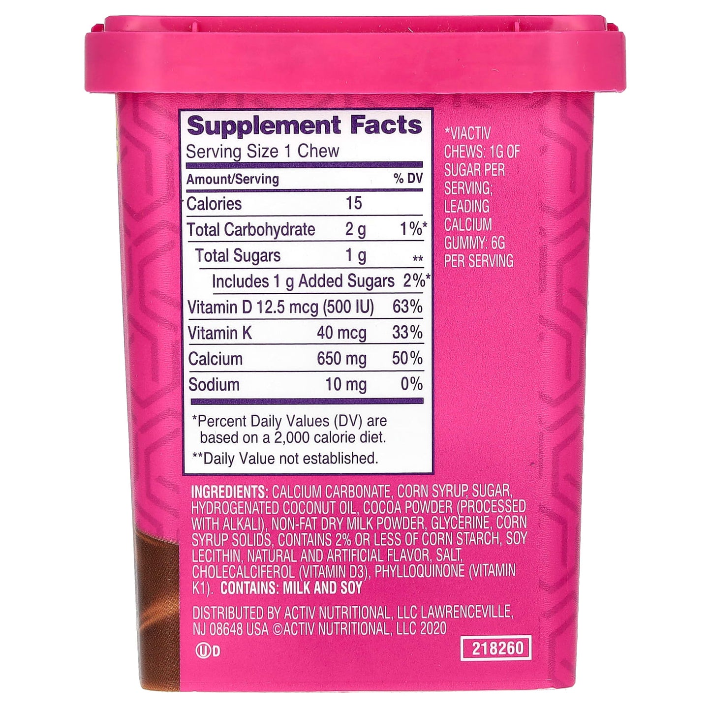 Viactiv, Calcium + Bone Strengthening, Max Formula, Milk Chocolate, 60 Soft Chews