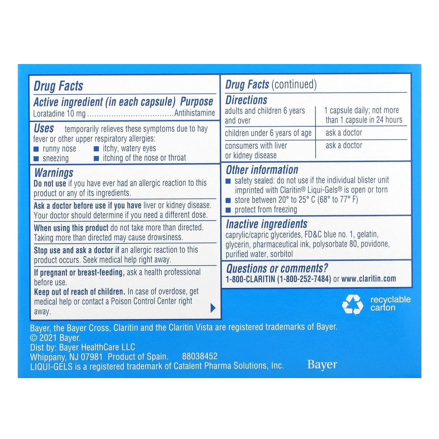 Claritin Non-Drowsy 24HR Allergy Relief, 30 Liquid-Filled Capsules - Image 2