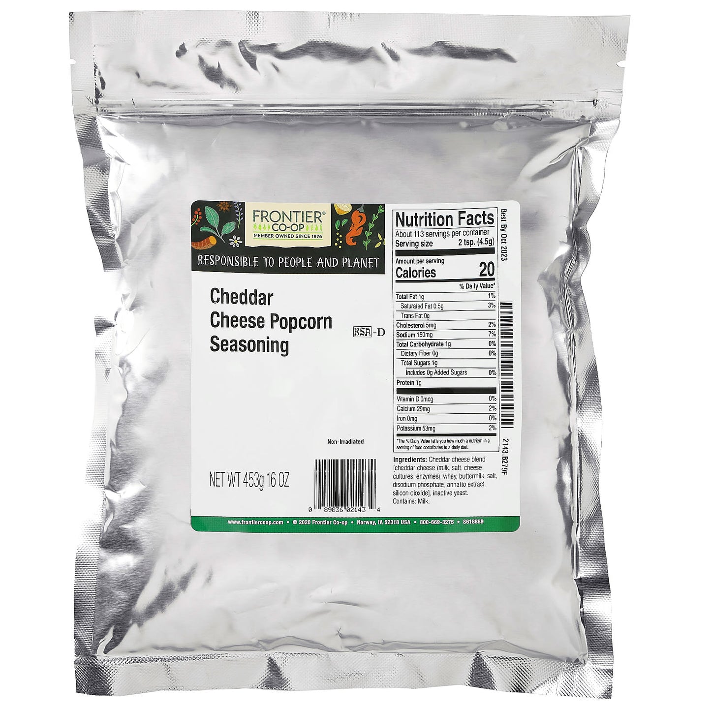 Frontier Co-op Cheddar Cheese Popcorn Seasoning, 16 oz (453g) - Image 2