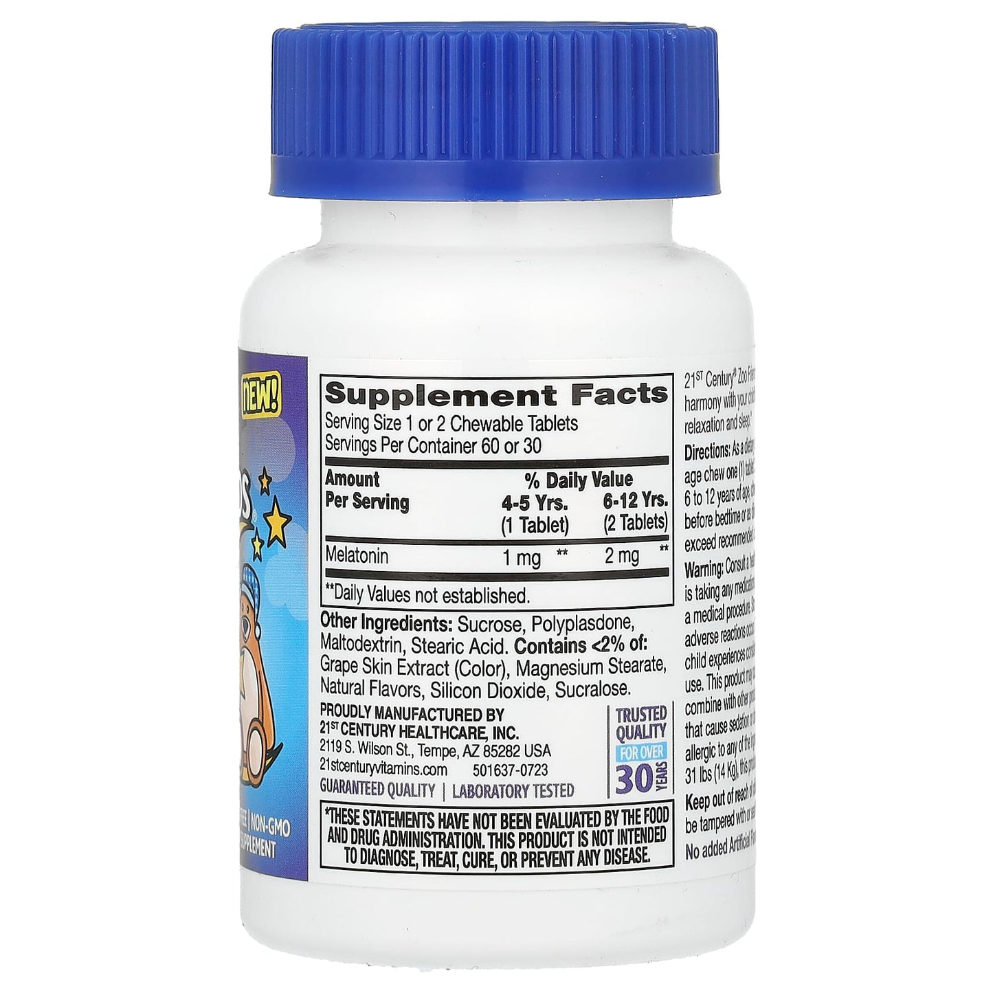 21st Century Zoo Friends Sleep Aid for Kids, 60 Chewable Tablets - Image 2