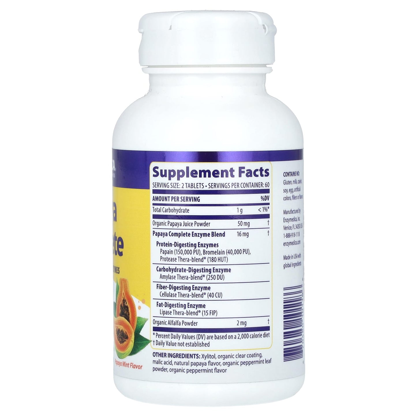 Digestive Enzymes by Enzymedica - Papaya Complete with Papaya Mint, 120 Tablets - Image 2