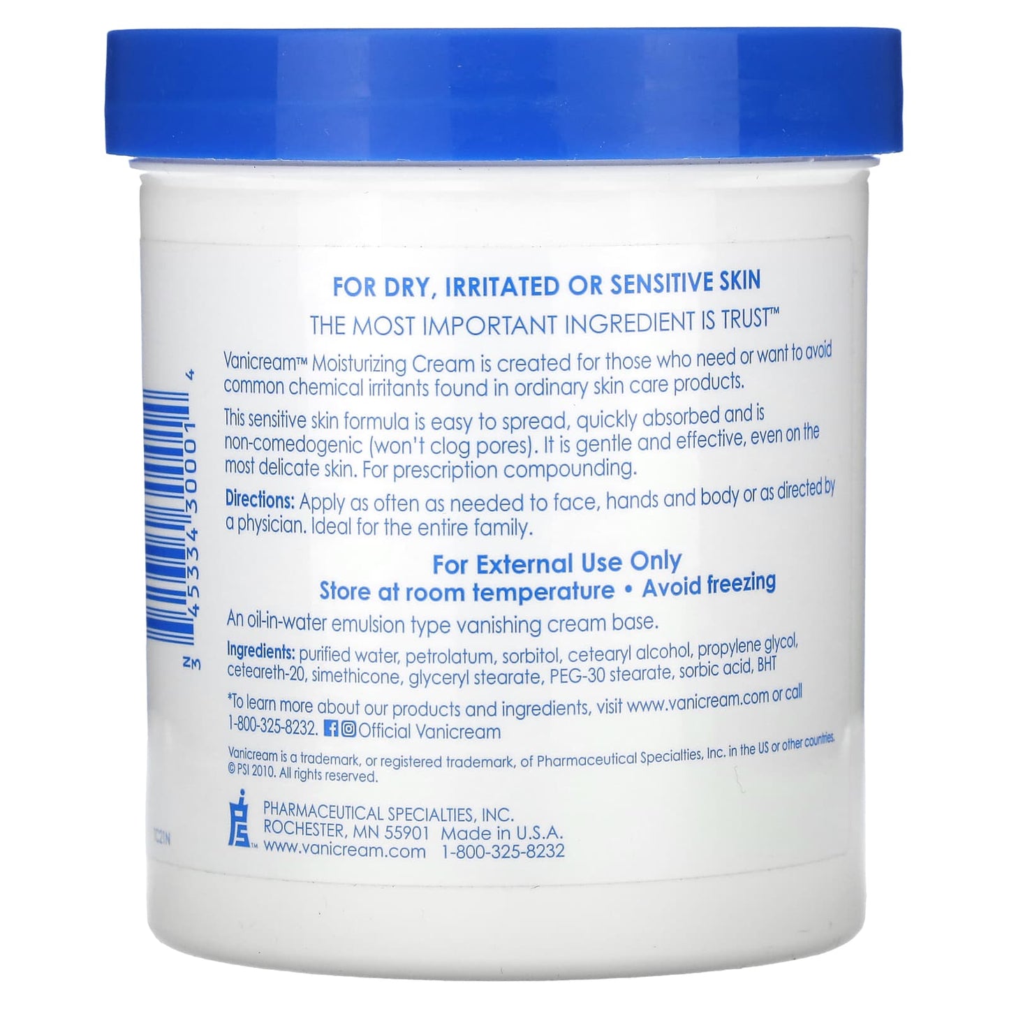 Vanicream, Moisturizing Cream, For Dry, Irritated or Sensitive Skin, 1 lb (453 g) - Image 2