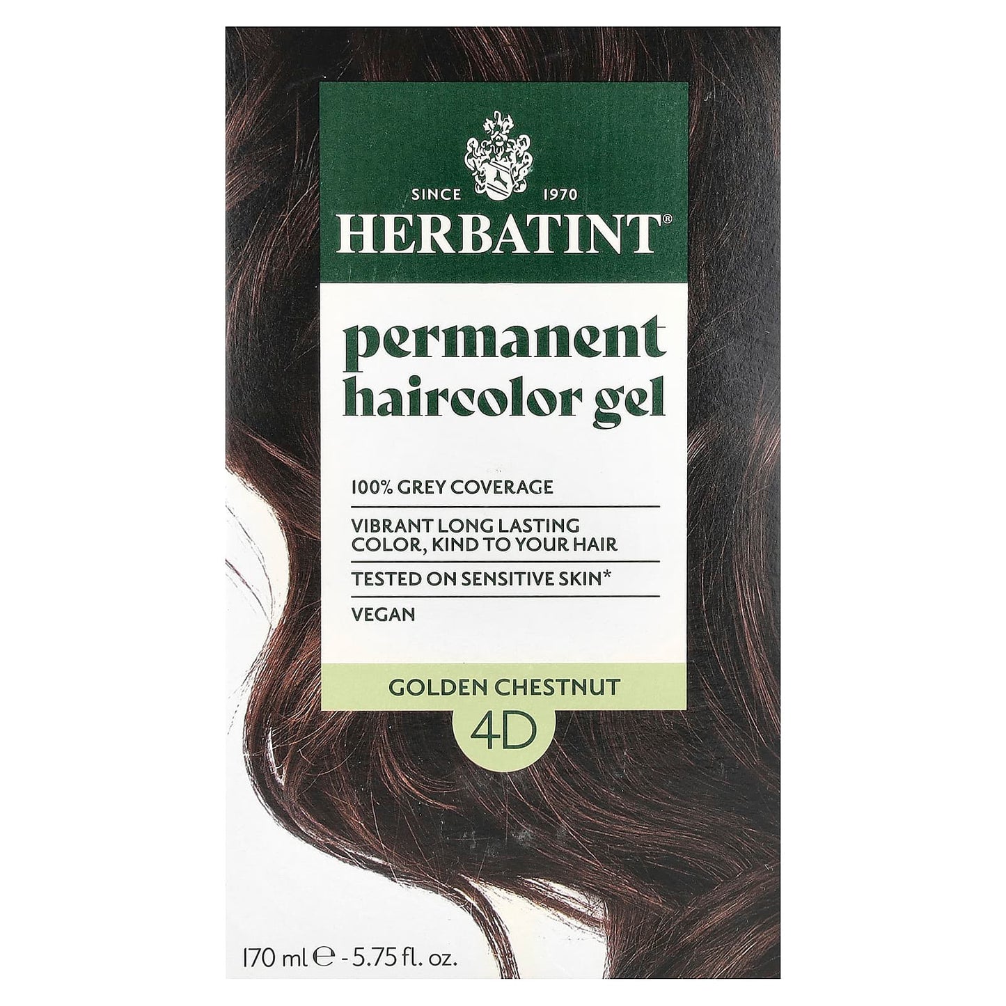 Herbatint Permanent Hair Color Gel, Golden Chestnut, 5.75 oz, 100% Grey Coverage - Image 1
