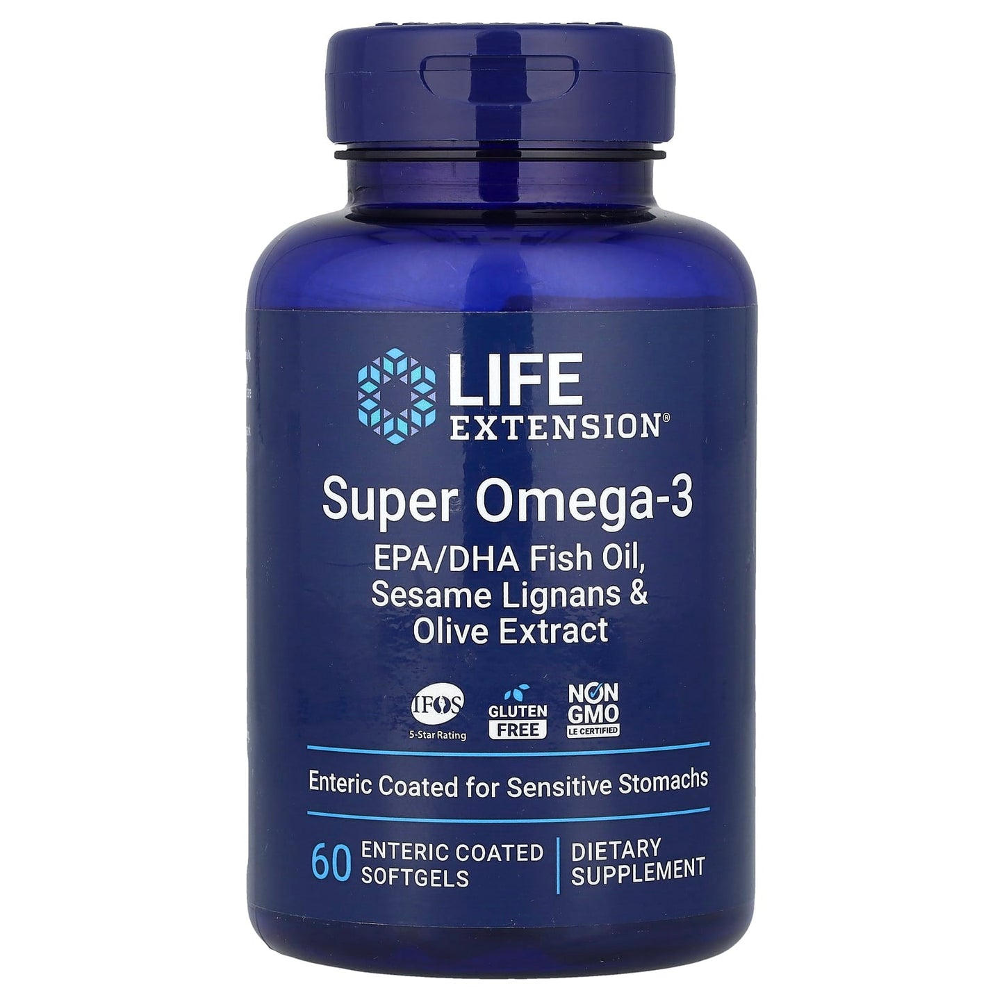 Life Extension, Super Omega-3, EPA/DHA Fish Oil, Sesame Lignans & Olive Extract, 60 Enteric Coated Softgels - Image 1