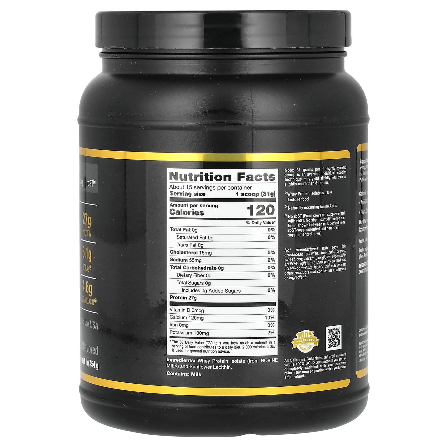 Unflavored Whey Protein Isolate Powder for Athletes - 27g Protein, Low Lactose - Image 2