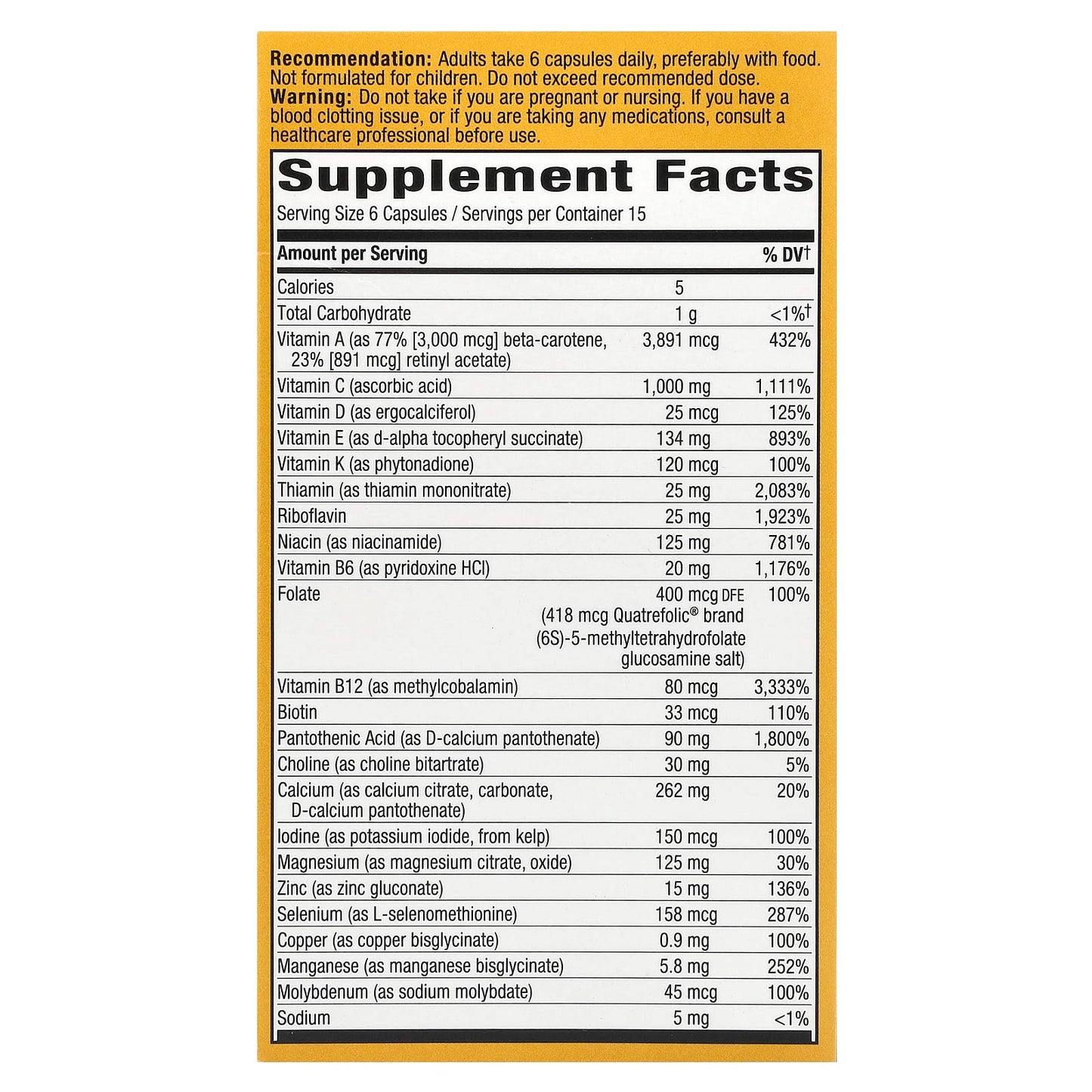 Nature's Way, Alive!® Max6 Potency, Adult Complete Multivitamin, No Added Iron, 90 Capsules - Image 2