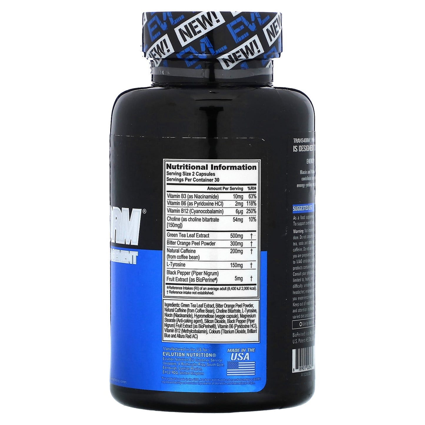 EVLution Nutrition Trans4orm Weight Management Supplement - 60 Veggie Capsules - Image 2