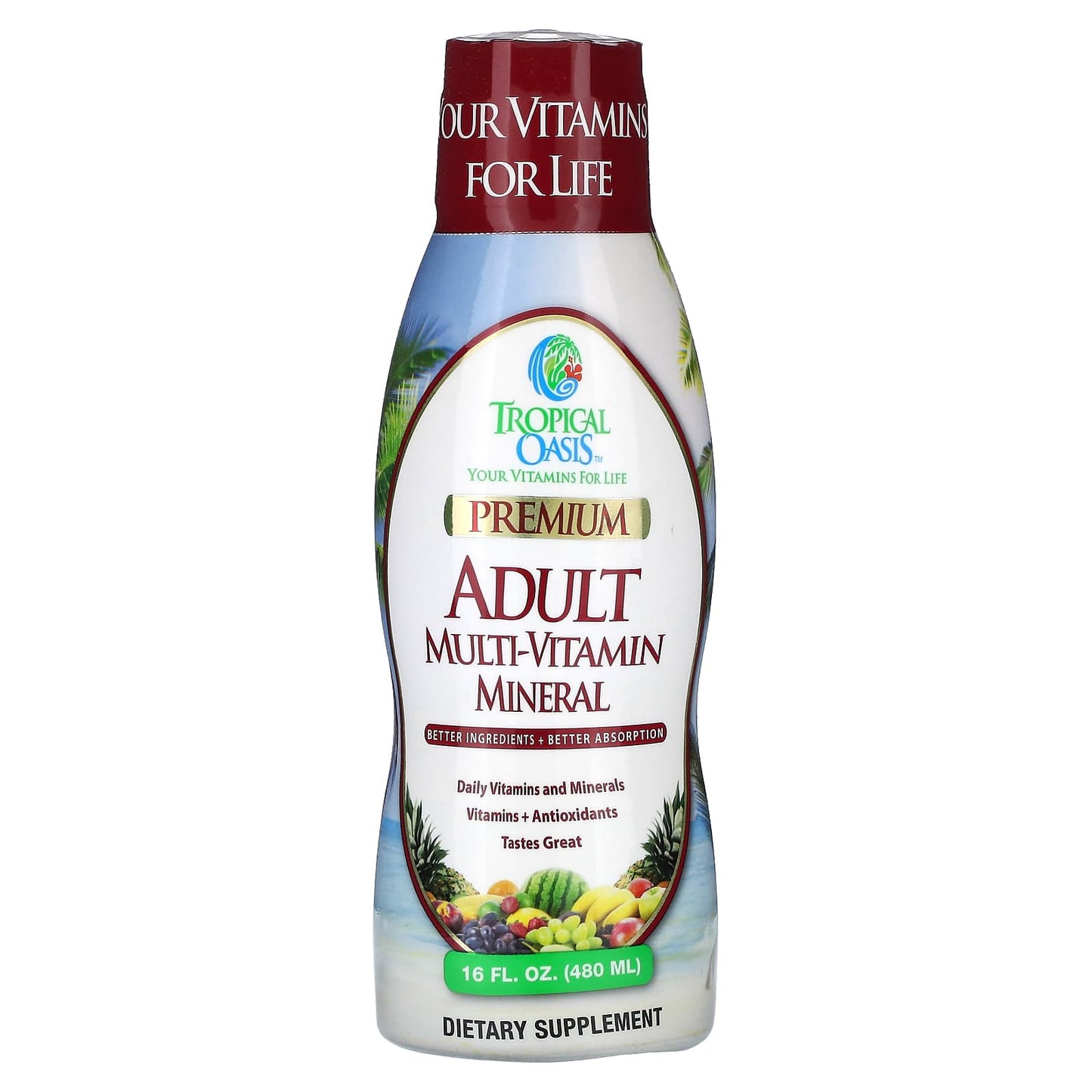 Tropical Oasis, Premium Multi-Vitamin Mineral, For Adults, 16 fl oz (480 ml) - Image 1