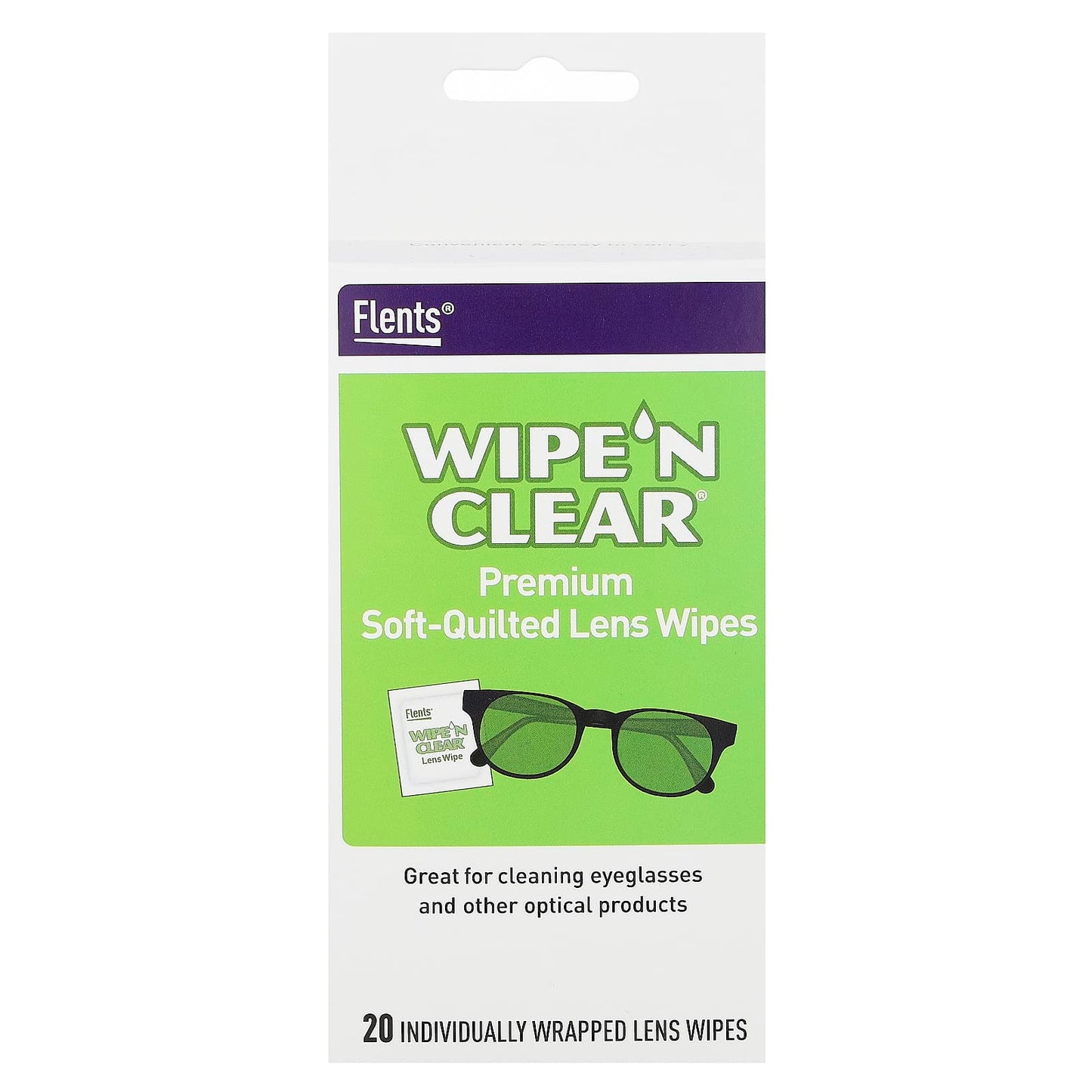 Flents Soft-Quilted Lens Wipes, 20-Count, Anti-Static/Anti-Streak Formula - Image 1