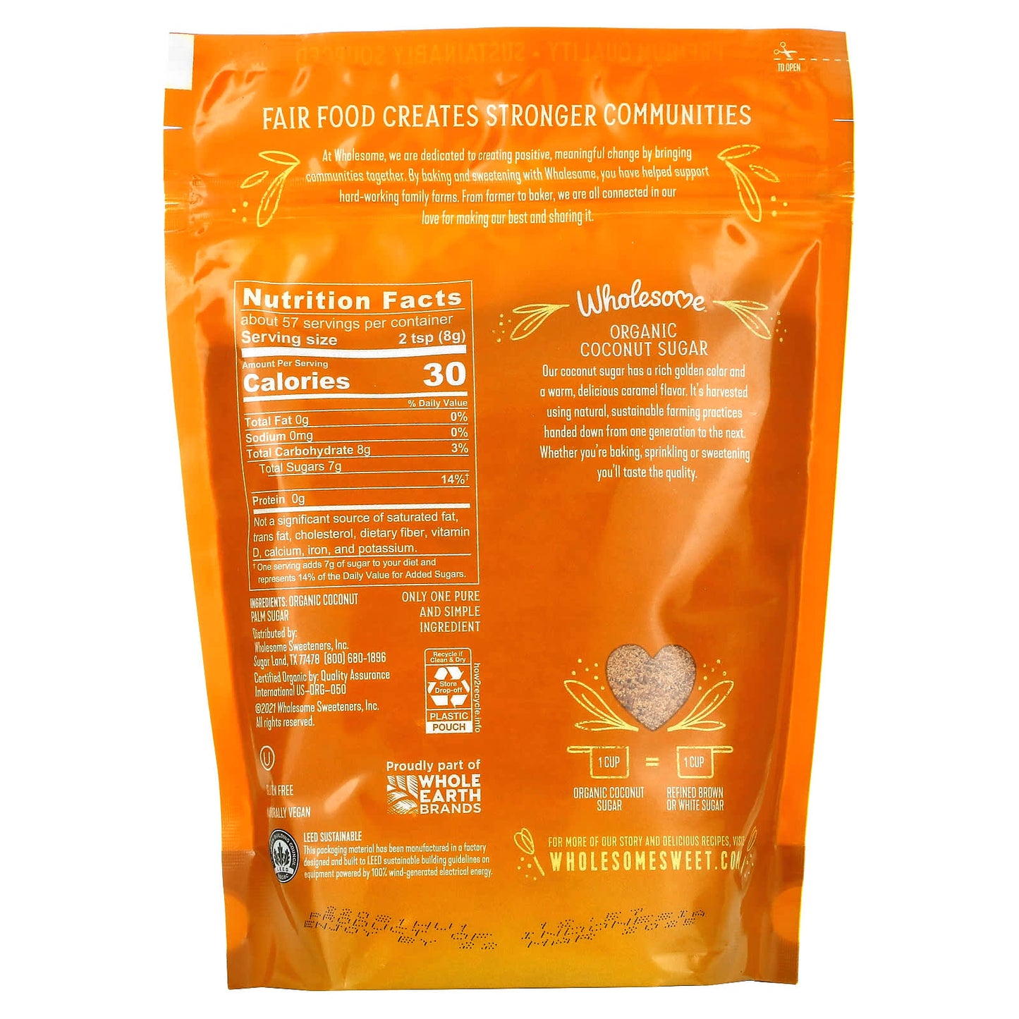 Wholesome Sweeteners, Organic Coconut Sugar, 1 lb. (16 oz) - 454 g - Image 2