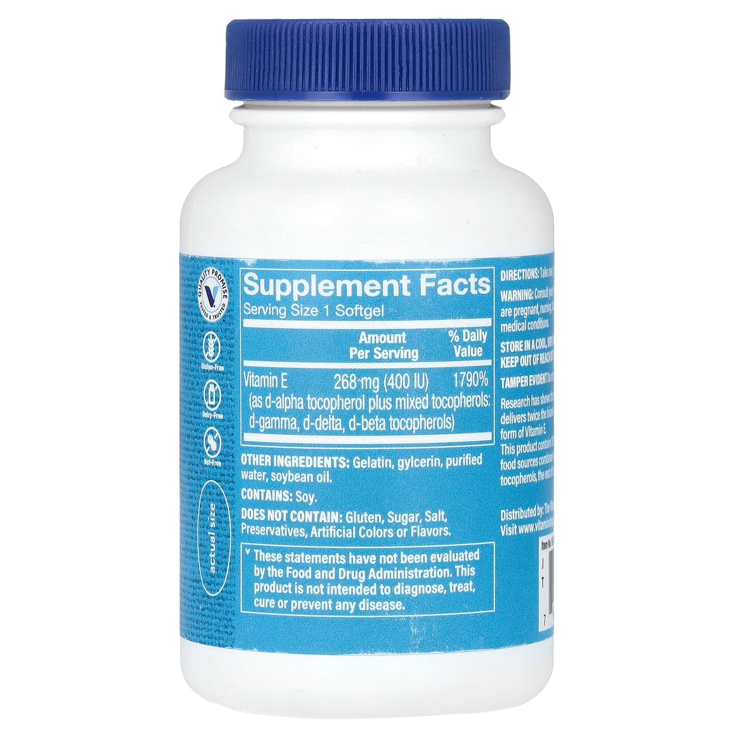 The Vitamin Shoppe, Vitamin E, 268 mg (400 IU), 120 Softgels - Image 2