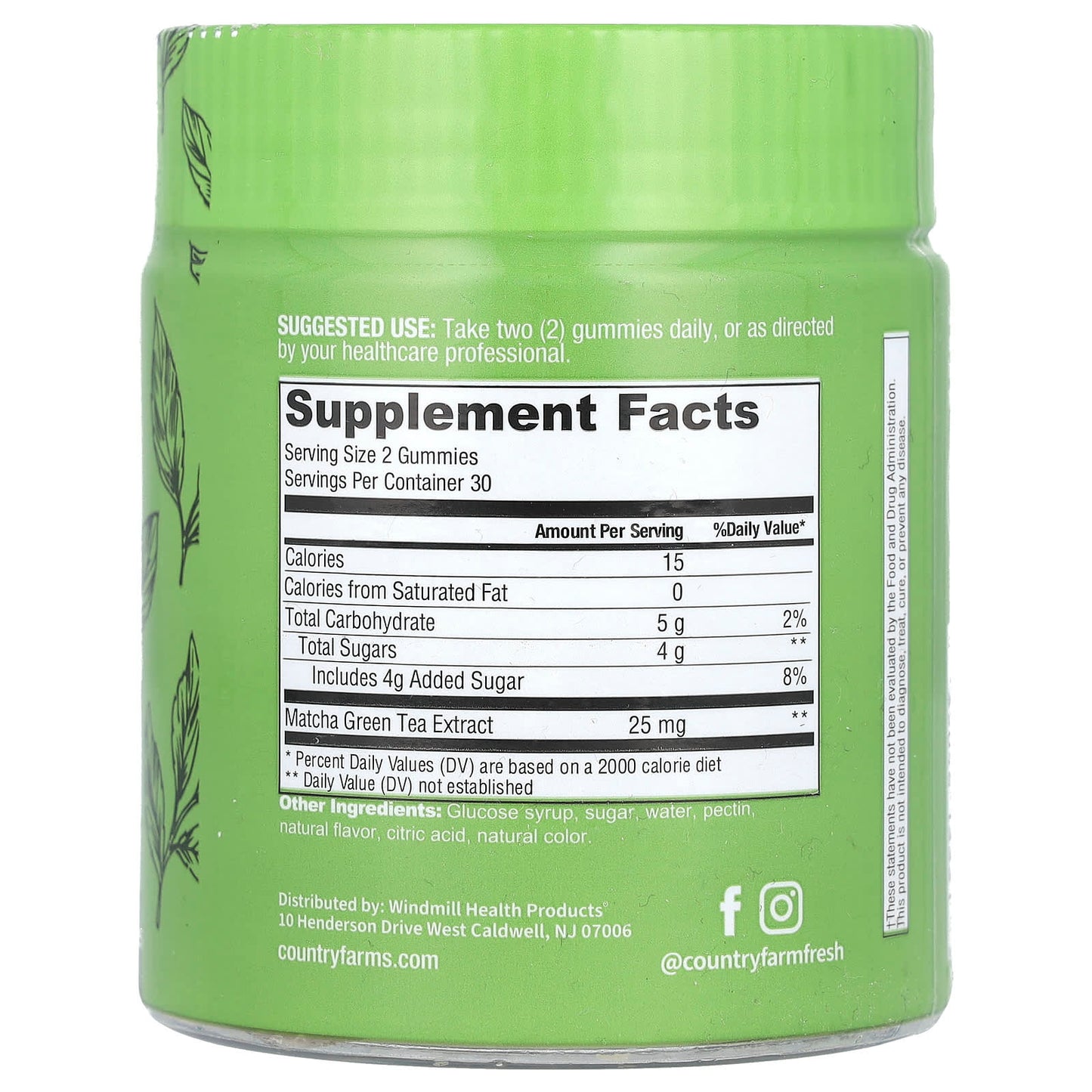 Country Farms Matcha Green Tea Gummies for Energy & Mental Clarity - 60 Count - Image 2