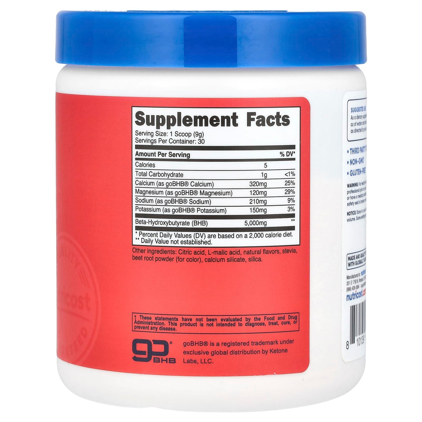 Nutricost, BHB Salts, goBHB®, Fruit Punch, 9.3 oz (261 g)