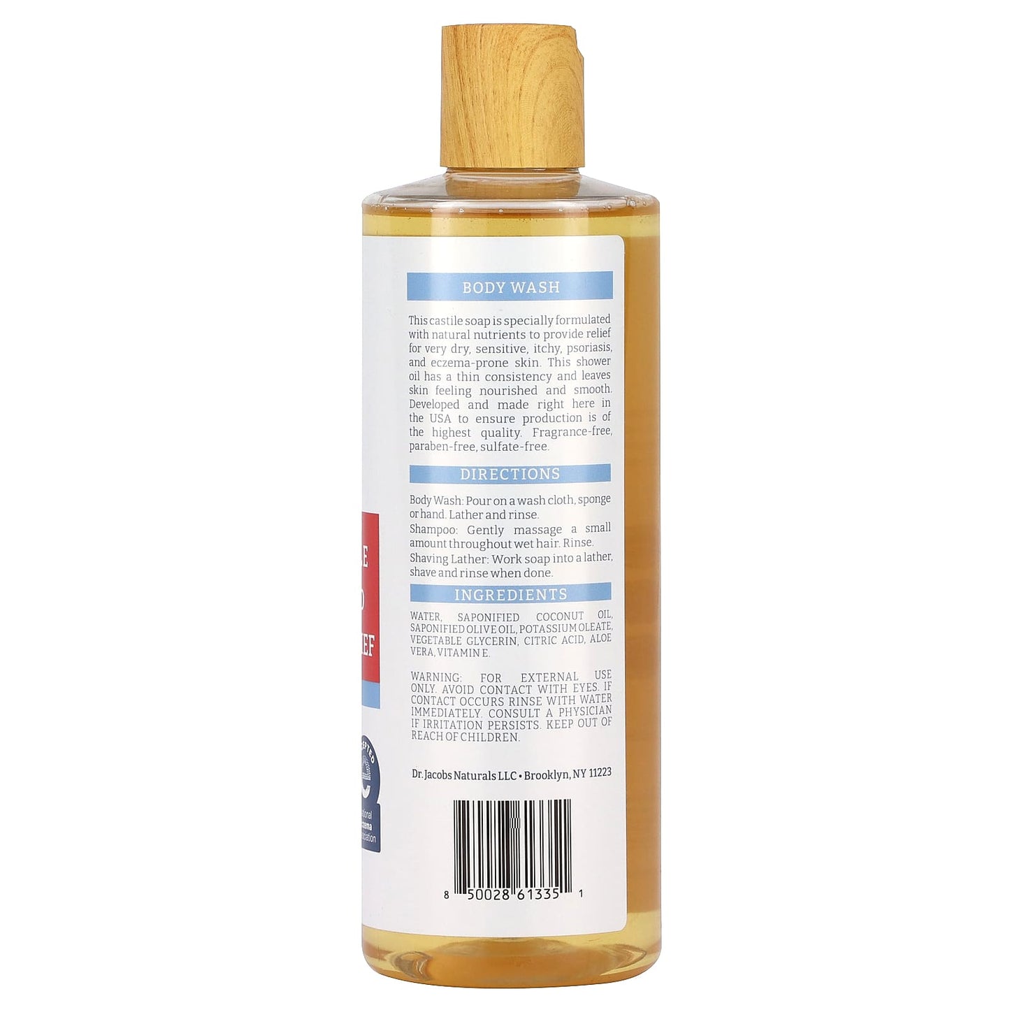 Natural Eczema Relief Body Wash - Fragrance Free, Sulfate Free - 16 oz - Image 2
