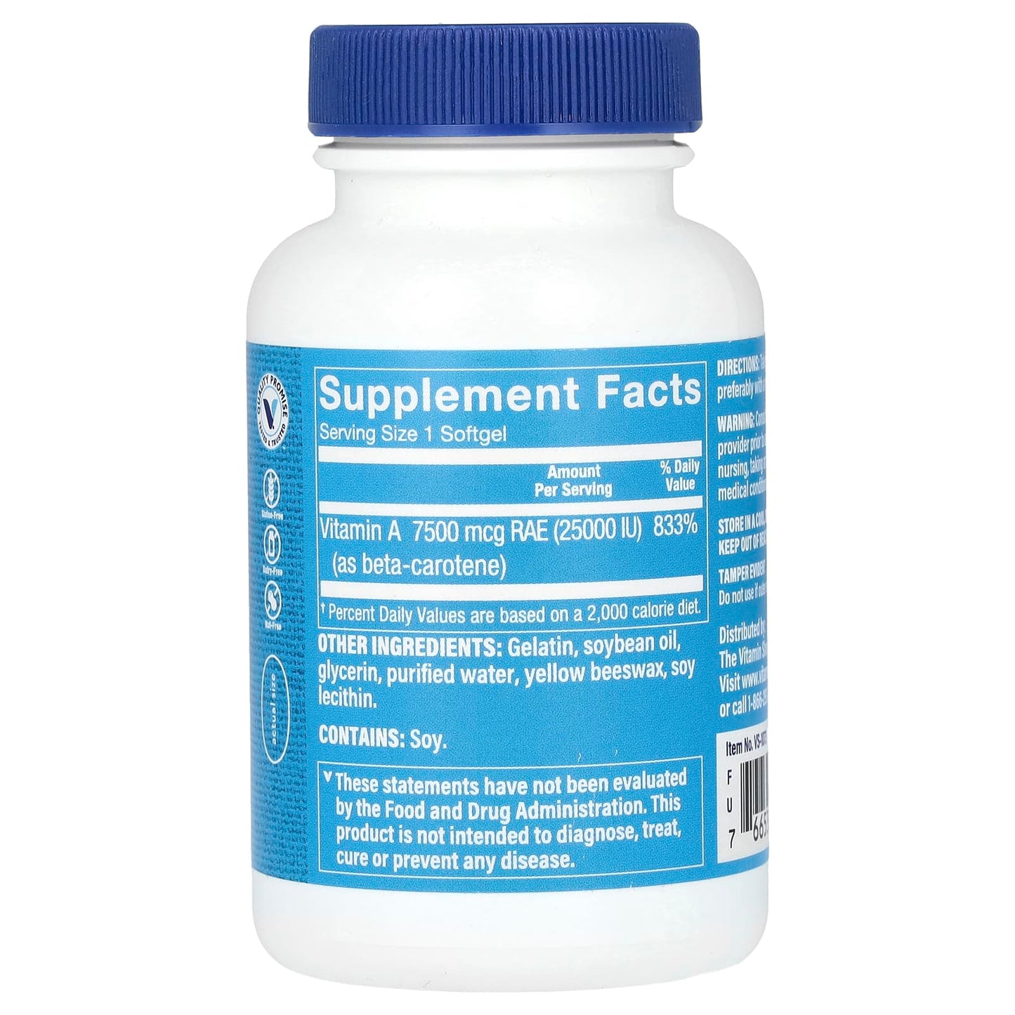 The Vitamin Shoppe, Beta-Carotene, 7,500 mcg (25,000 IU), 300 Softgels - Image 2