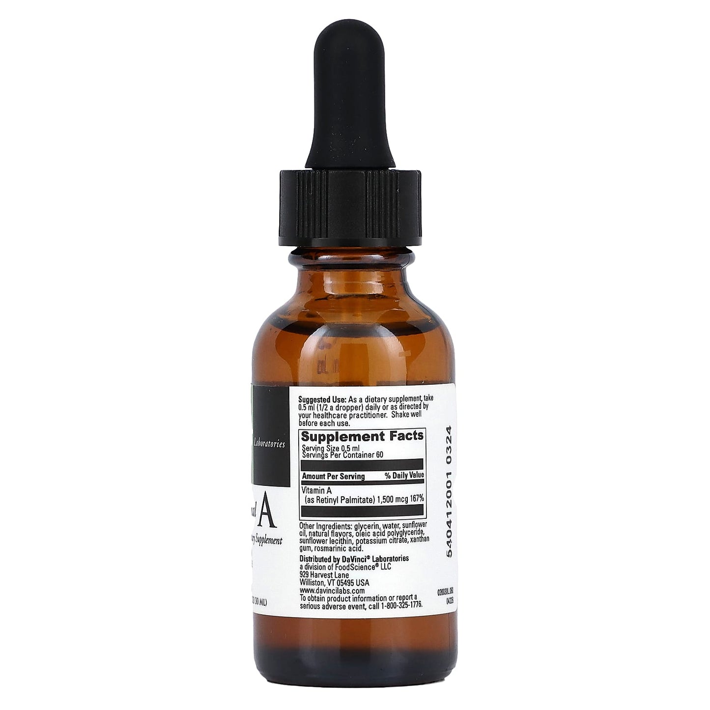 Liposomal Vitamin A Supplement by DaVinci Laboratories - 1 fl oz - Image 2