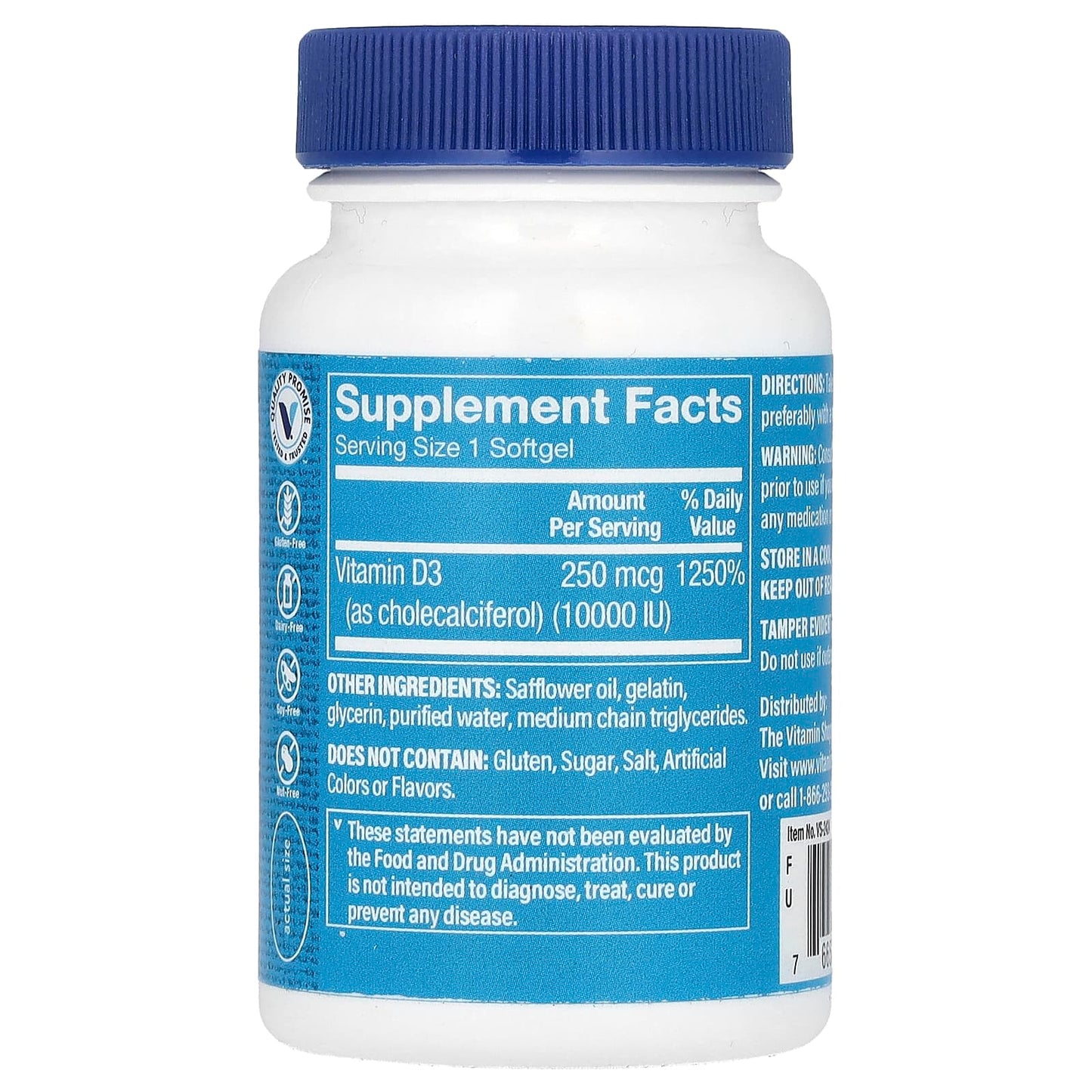 The Vitamin Shoppe, Vitamin D3, 250 mcg (10,000 IU), 100 Softgels - Image 2