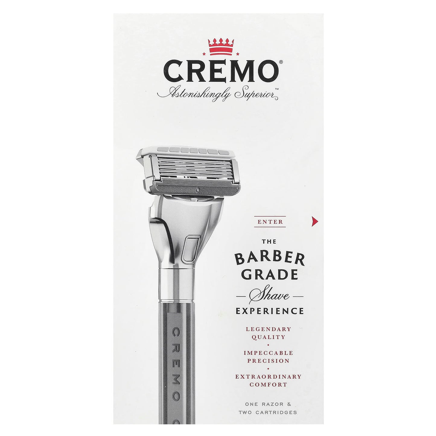 Cremo Barber Grade Razor, Close Shave with 3-Blade Comfort & Pull-Back Trimmer - Image 1