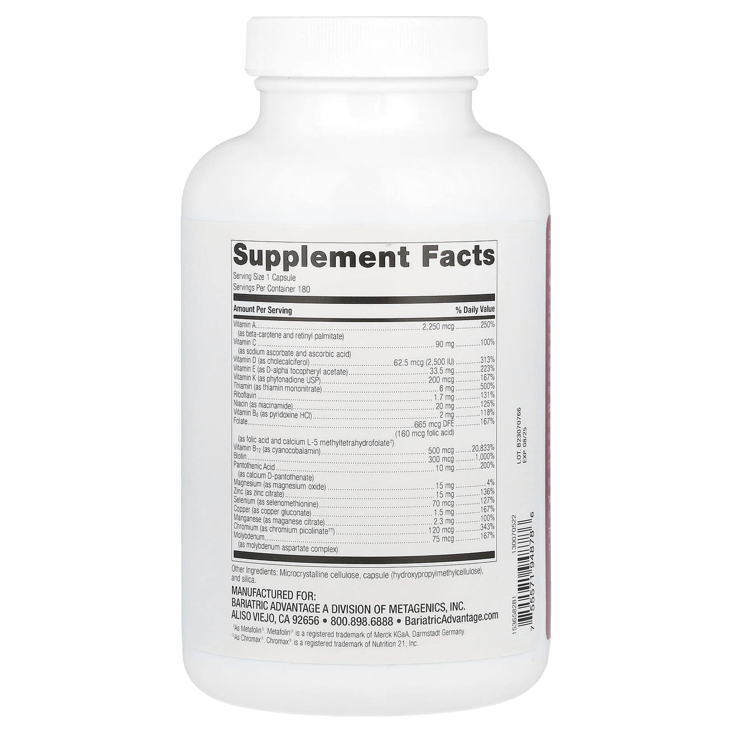 Bariatric Advantage High ADEK Multi for Weight Loss Surgery Patients | 180 Capsules - Image 2
