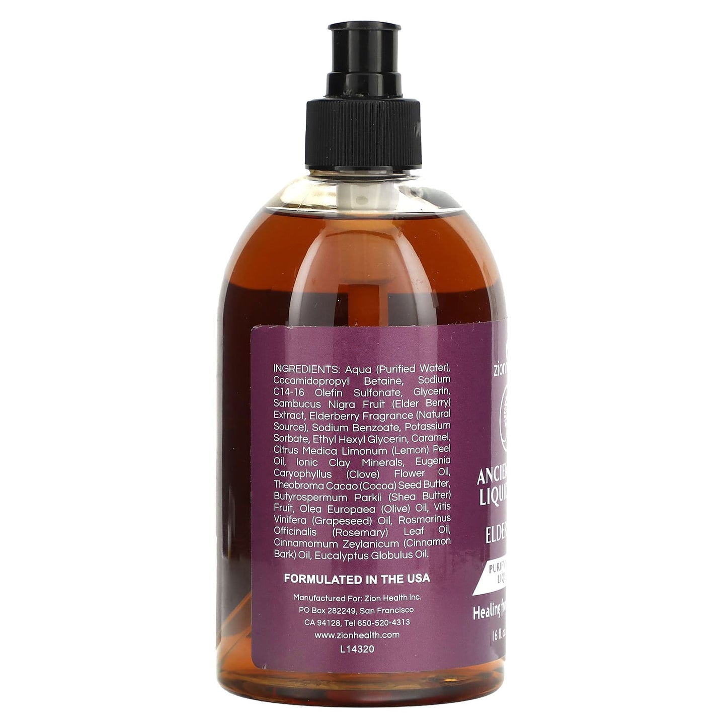 Zion Health, Ancient Clay Liquid Soap, Elderberry, 16 fl oz (473 ml) - Image 2