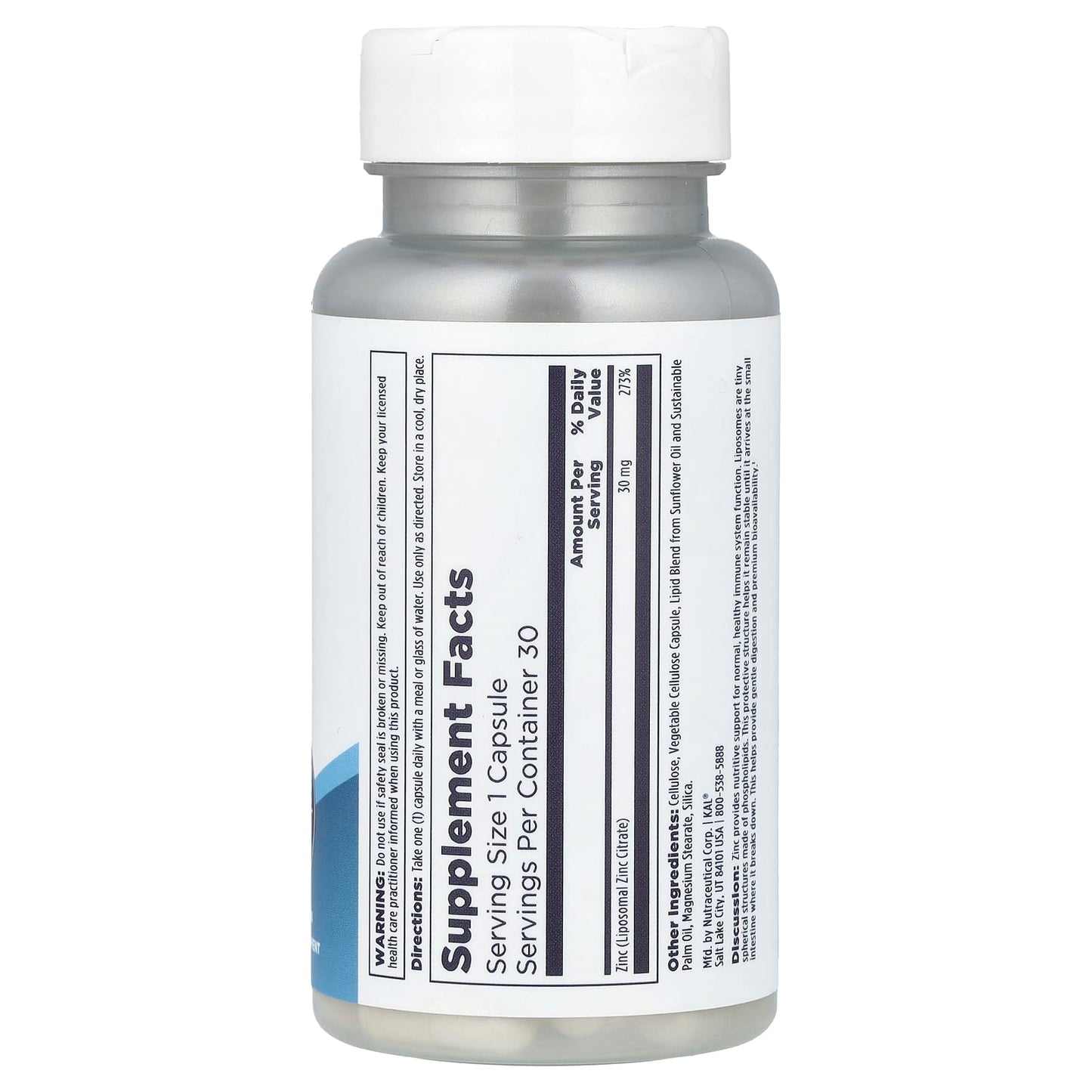KAL Liposomal Zinc Supplement for Immune Support - 30 mg, 30 VegCaps - Image 2