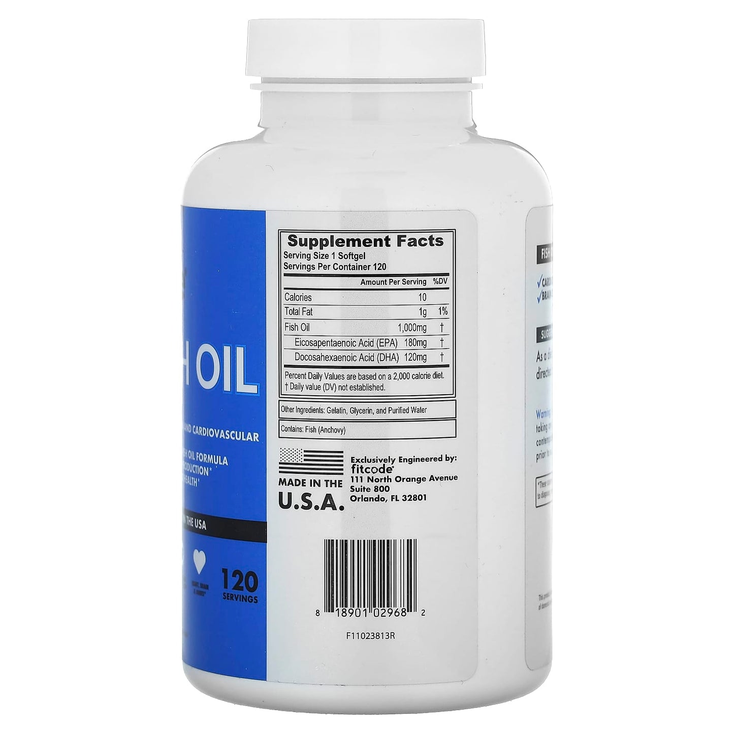 FitCode Fish Oil Supplement, 120 Softgels (1,000mg per Softgel) - Image 2