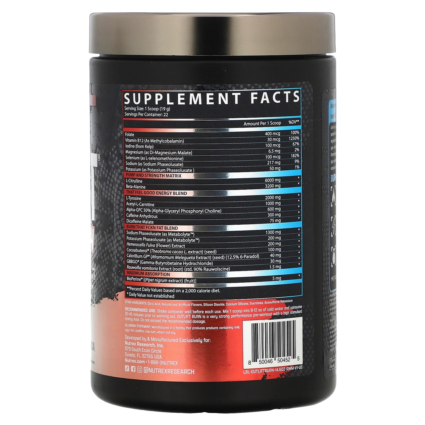 Nutrex Research, Outlift, Burn, Red, White, & 'Merica, 14.6 oz (413.6 g) - Image 2