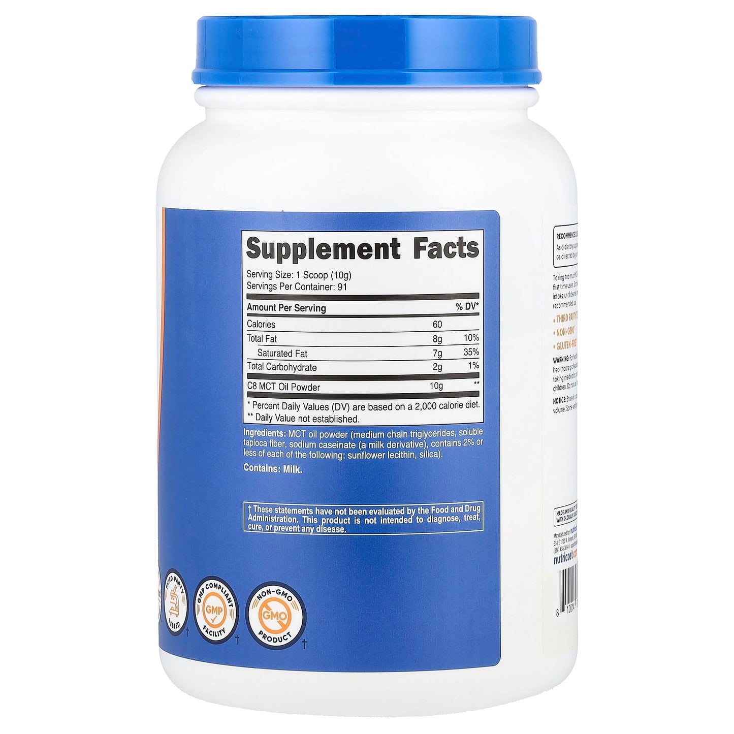 Nutricost, MCT Oil Powder, Unflavored, 32.4 oz (907 g)