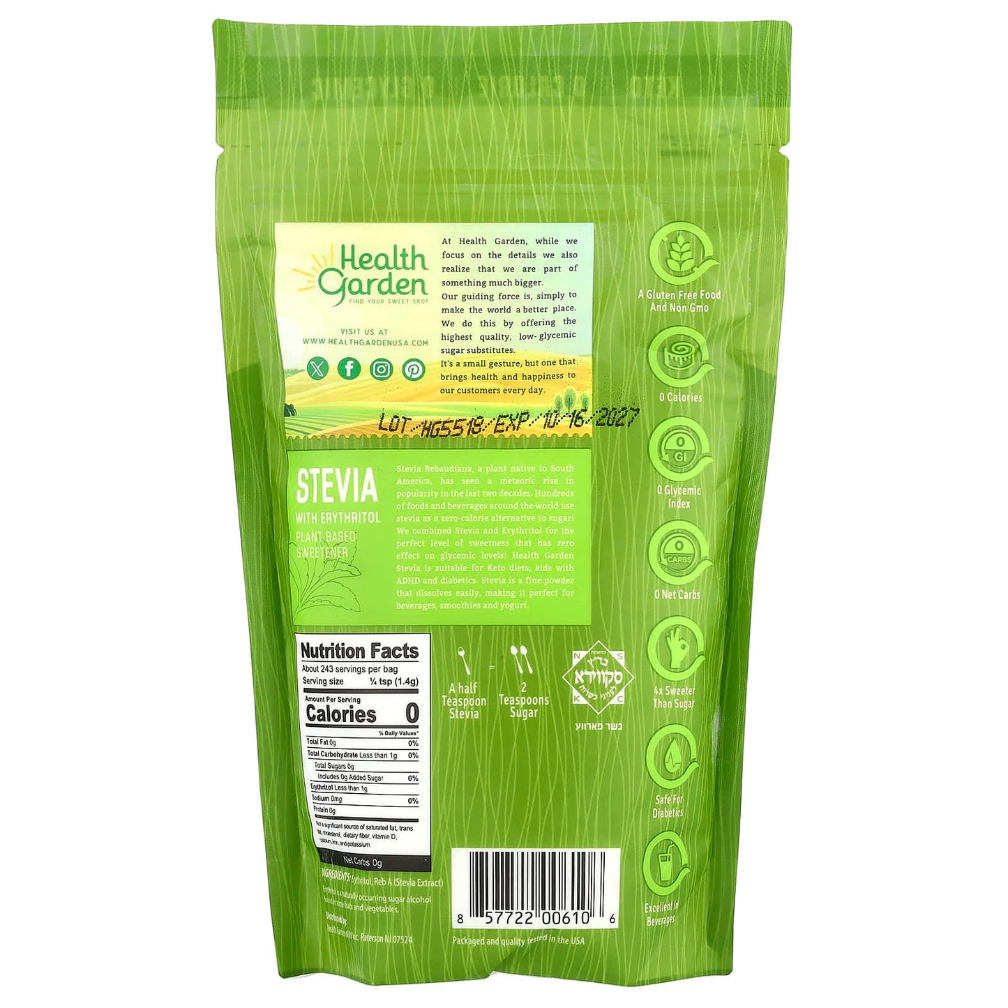 Natural Stevia Sweetener with Erythritol | Zero-Calorie, Keto-Certified - Image 2