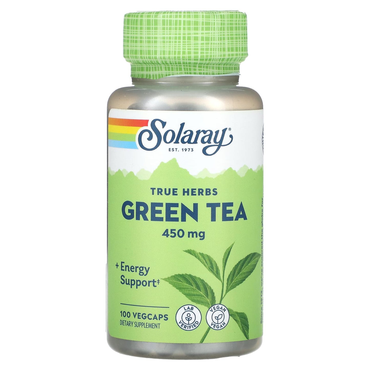 Solaray, True Herbs, Green Tea, 450 mg, 100 VegCaps - Image 1