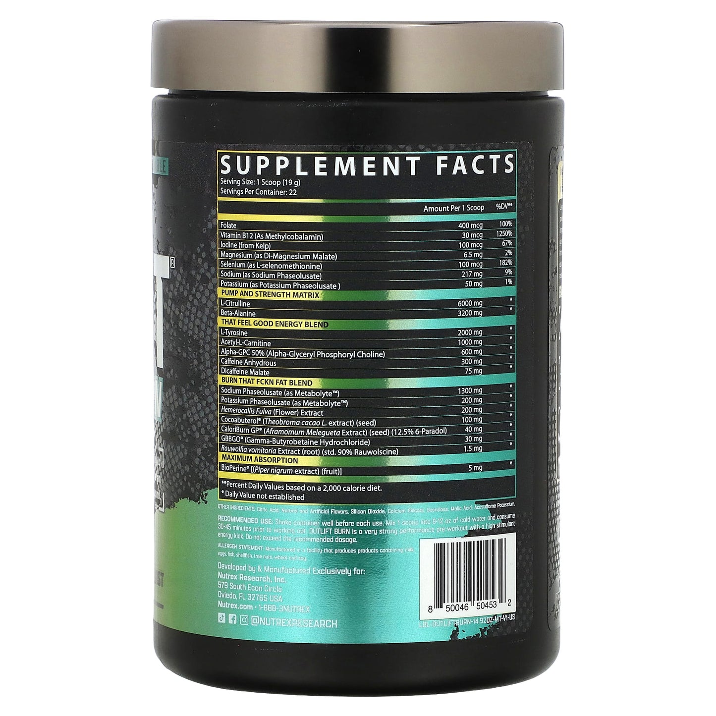 Nutrex Research, Outlift Burn, Maui Twist, 14.92 oz (422.4 g) - Image 2