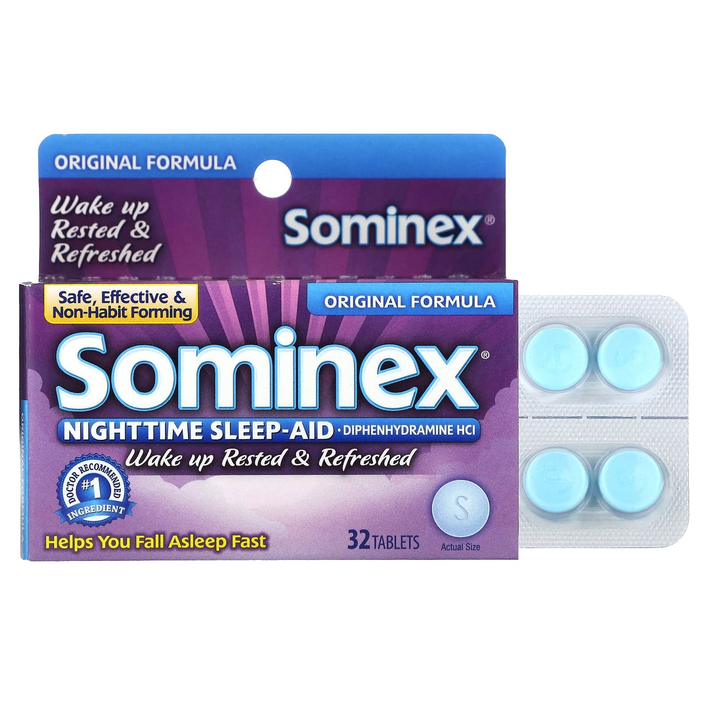 Sominex, Nighttime Sleep-Aid, Original Formula, 32 Tablets - Image 1